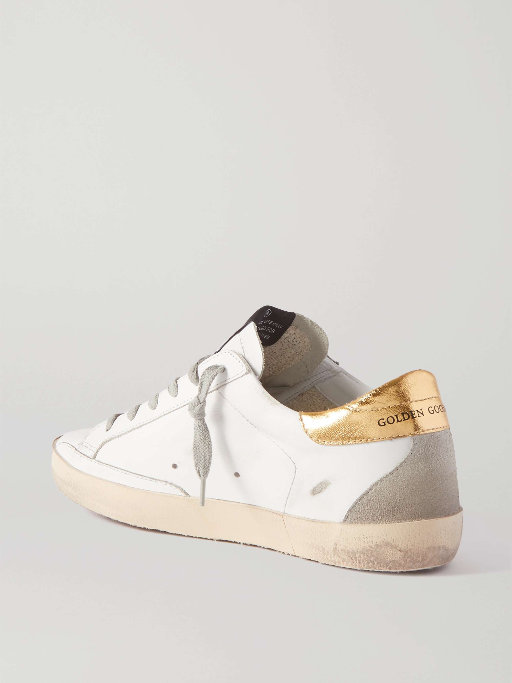 GOLDEN GOOSE Superstar faux pearl-embellished distressed leather sneakers