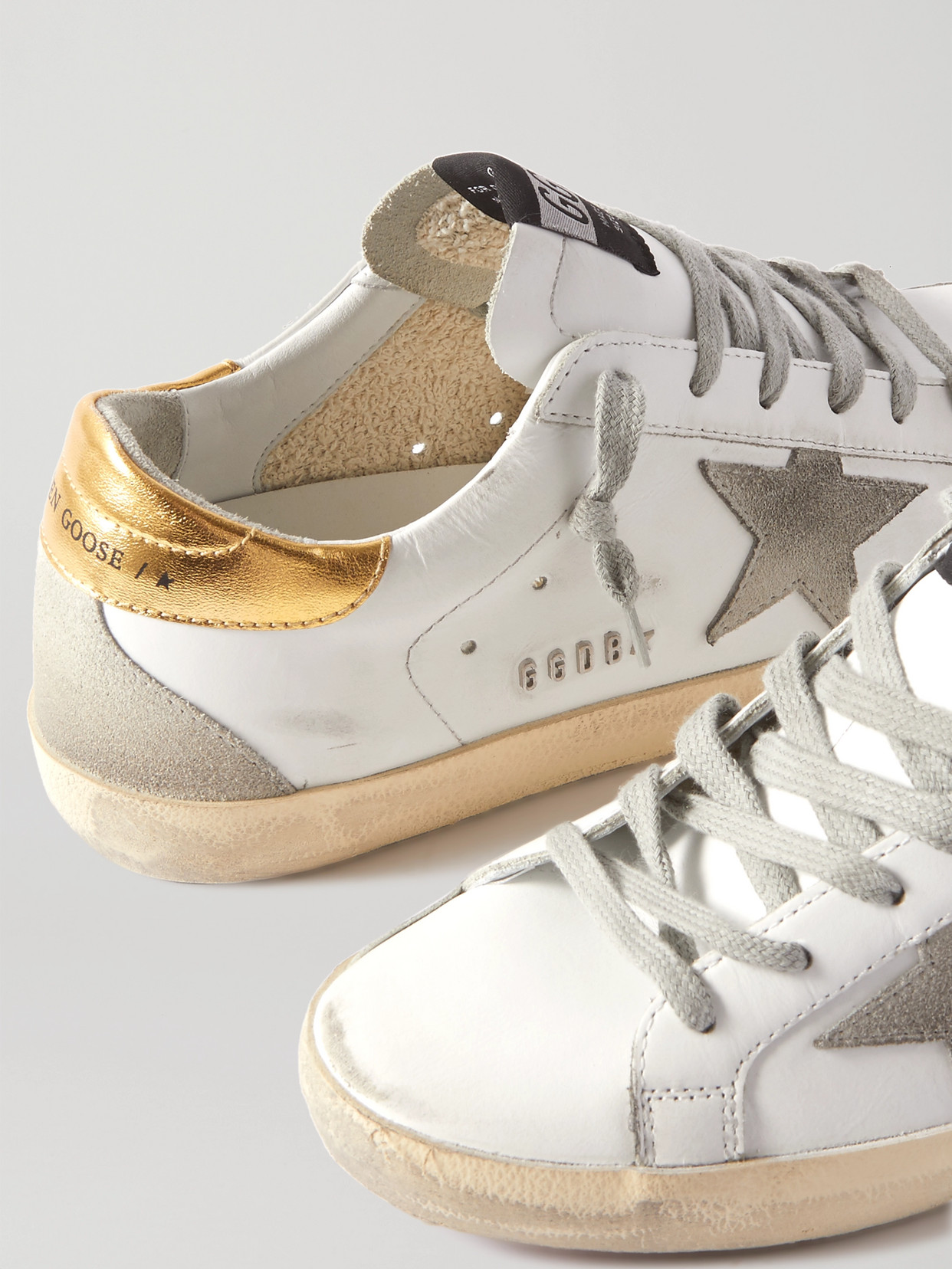 Shop Golden Goose Superstar Distressed Leather And Suede Sneakers In White