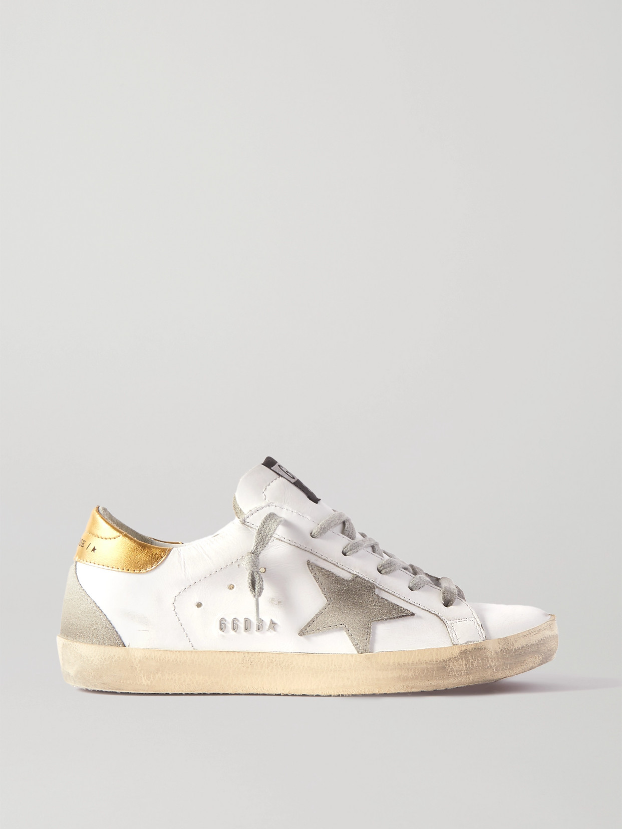 Golden Goose Superstar Distressed Leather And Suede Trainers In Neutrals