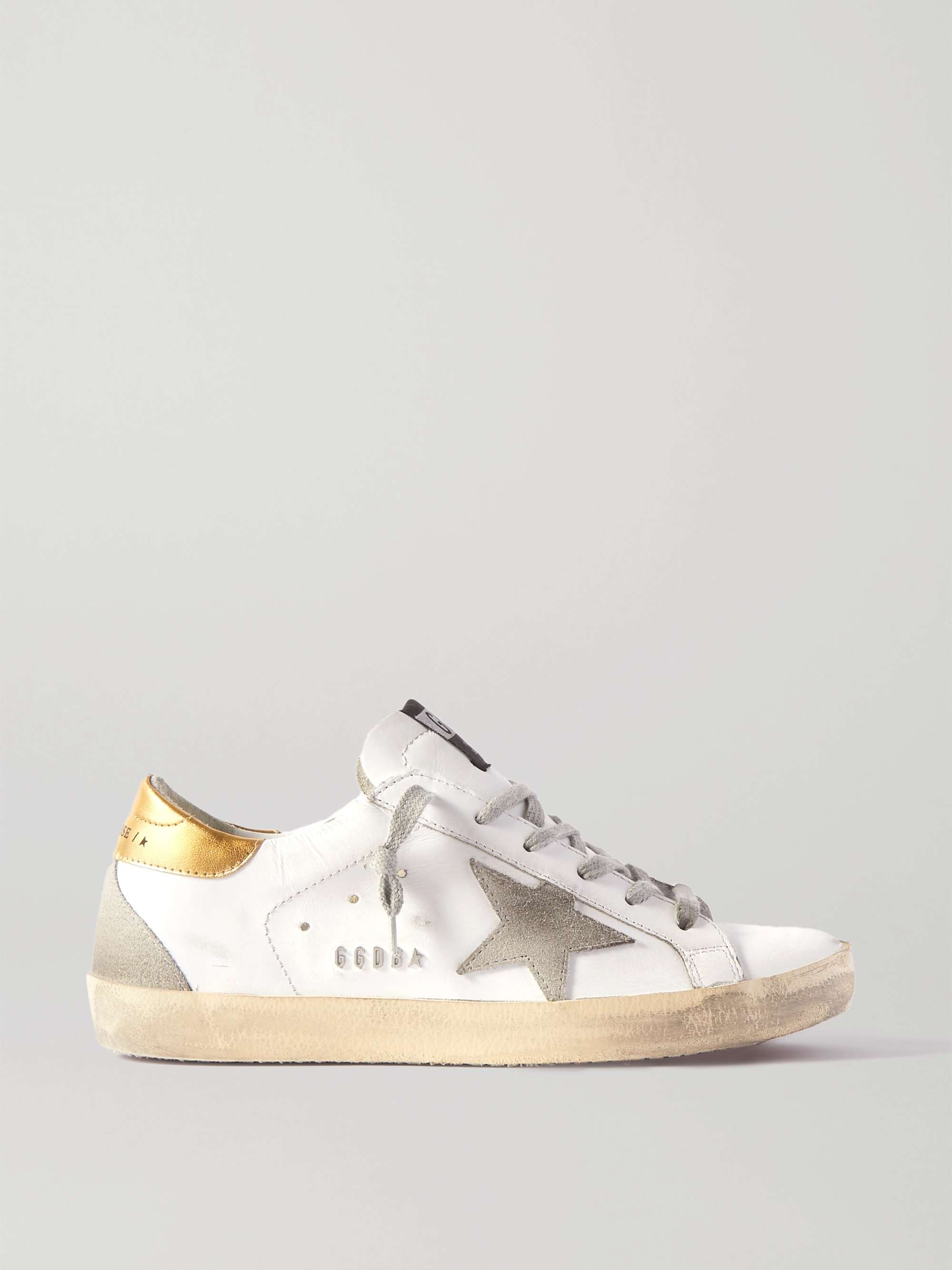 GOLDEN GOOSE Superstar distressed leather and suede sneakers | NET-A-PORTER