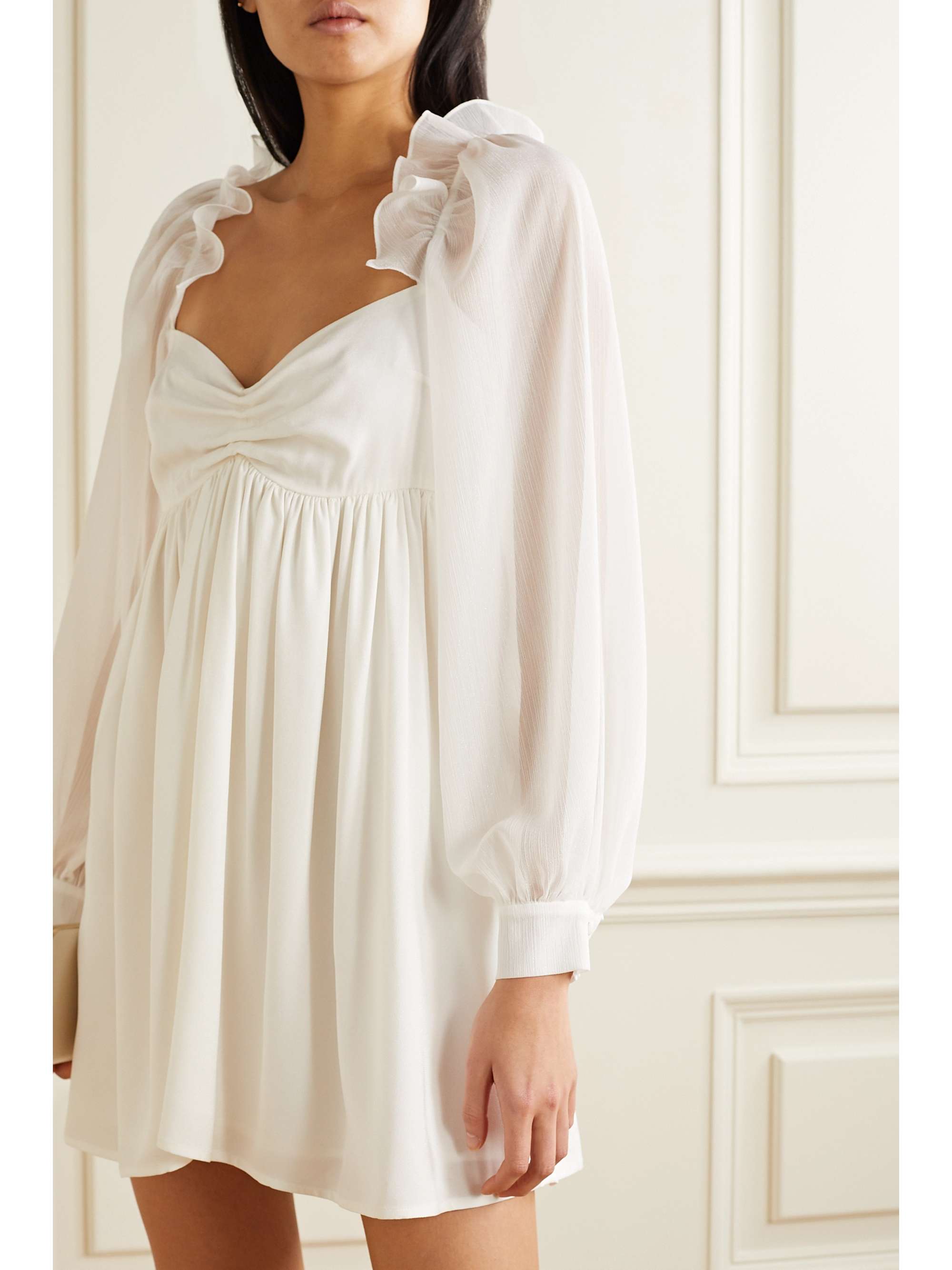 VANESSA COCCHIARO Charlotte ruffled crepe and metallic crepon mini dress