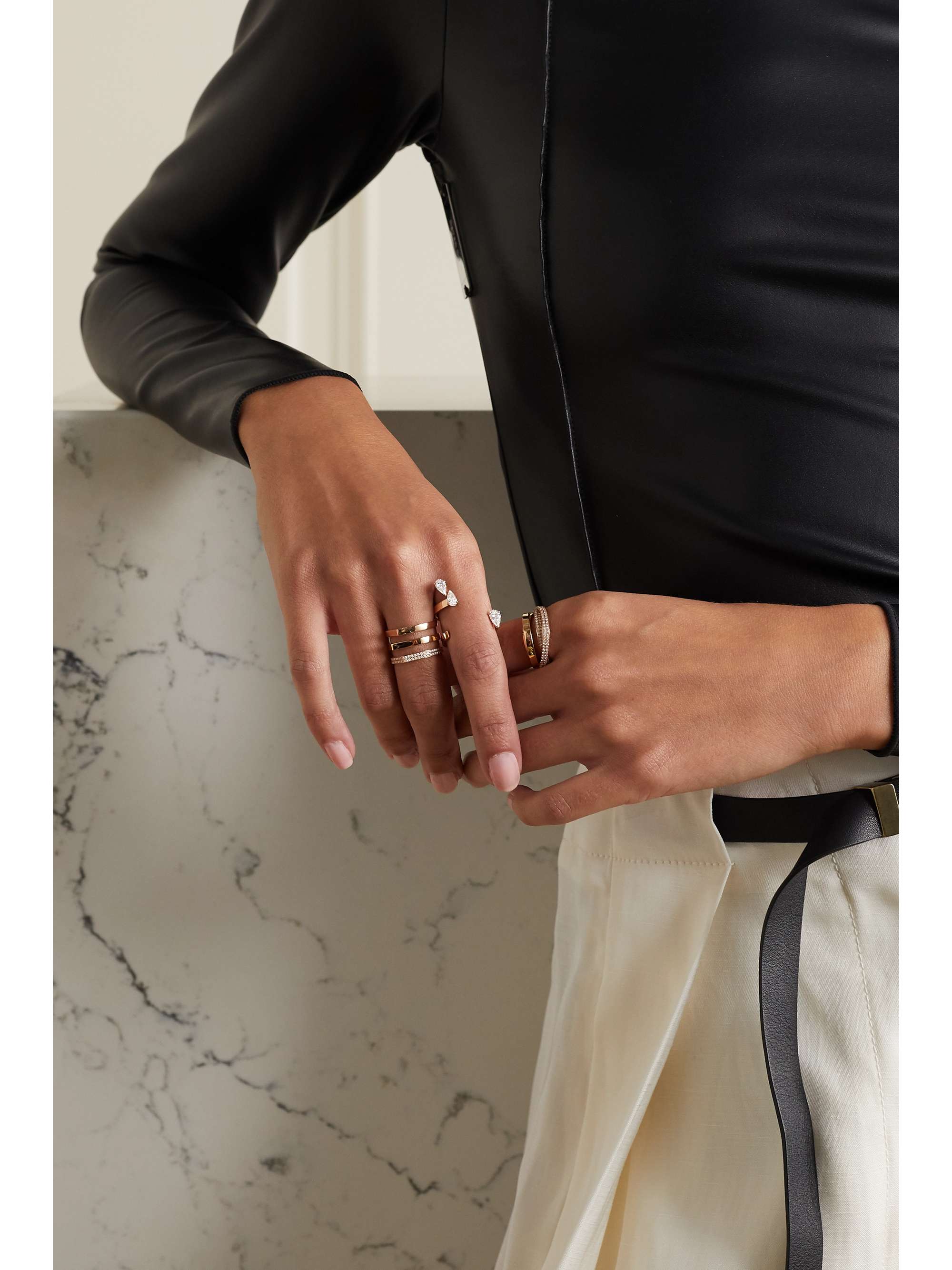 REPOSSI Serti Sur Vide 18-karat rose gold diamond ring