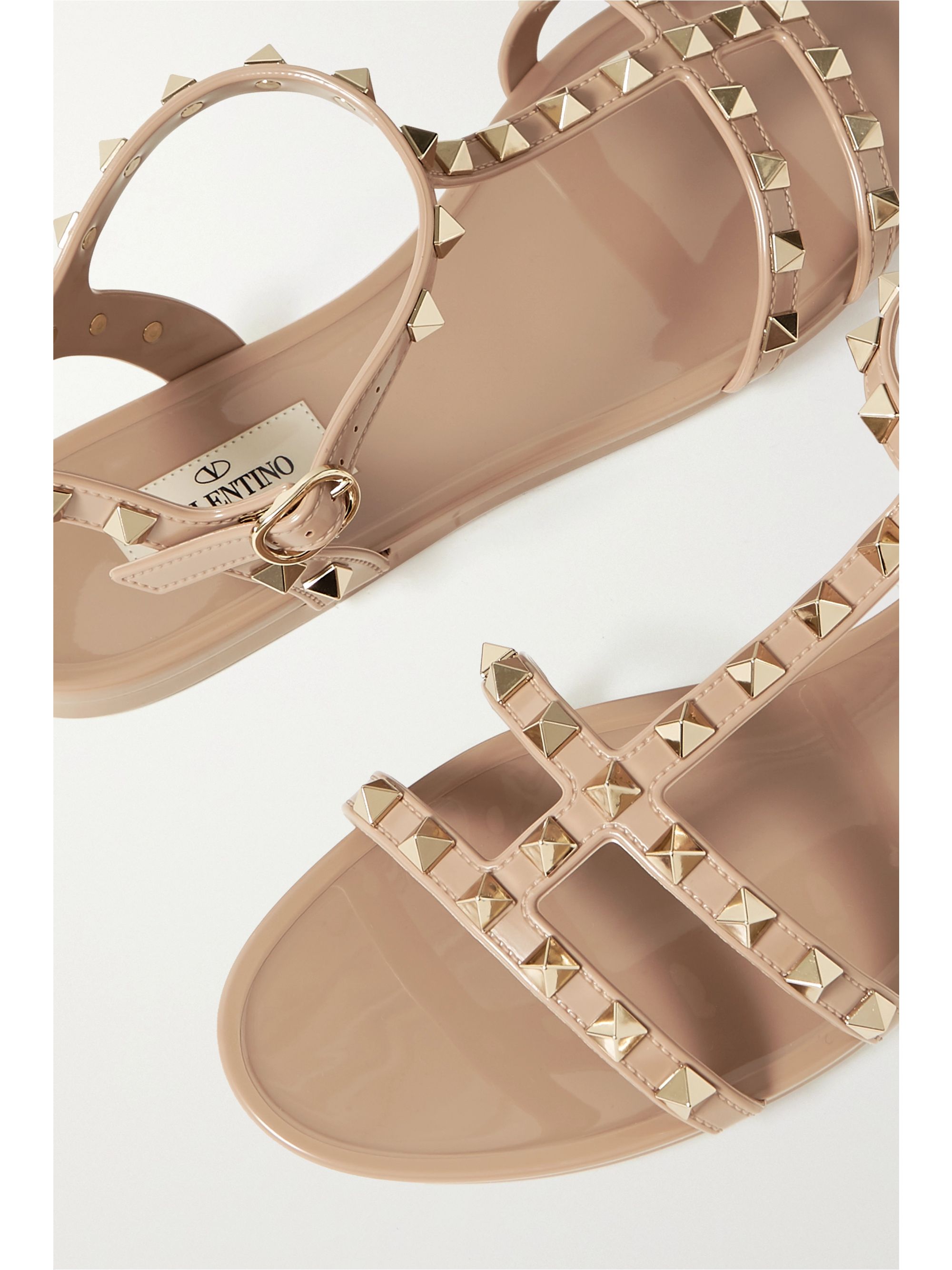 Blush Valentino Garavani Rockstud rubber sandals | VALENTINO | NET-A-PORTER