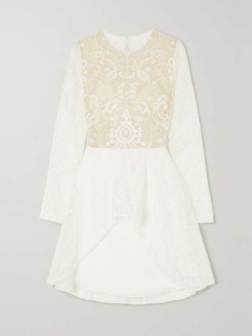 Rime Arodaky Sansa Open-back Lace And Crepe Mini Dress