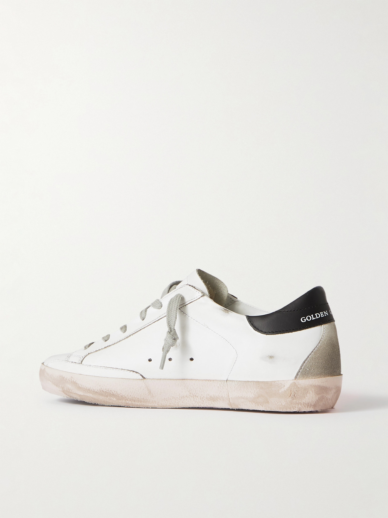 Shop Golden Goose Superstar Distressed Leather Sneakers In White