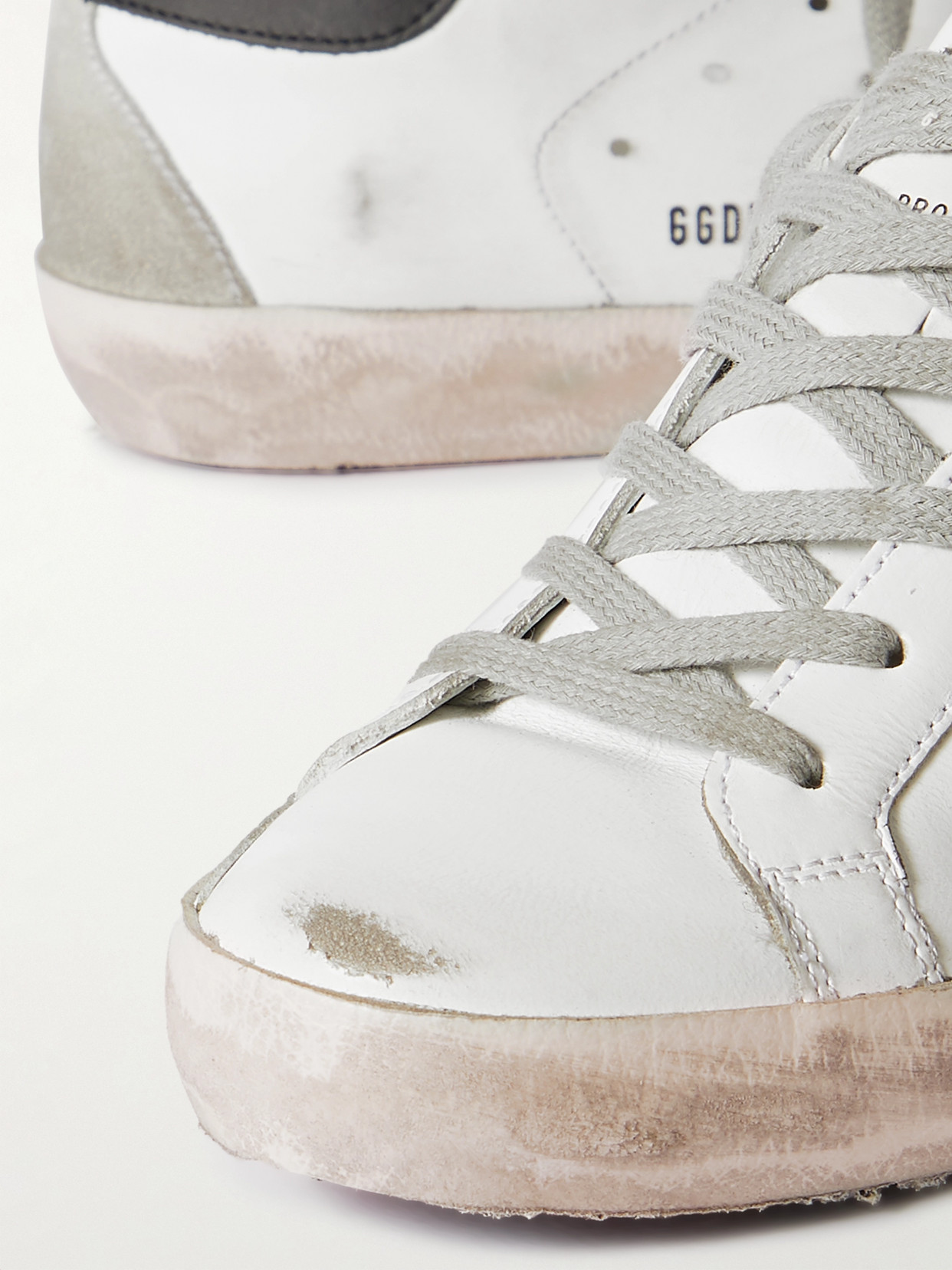 Shop Golden Goose Superstar Distressed Leather Sneakers In White