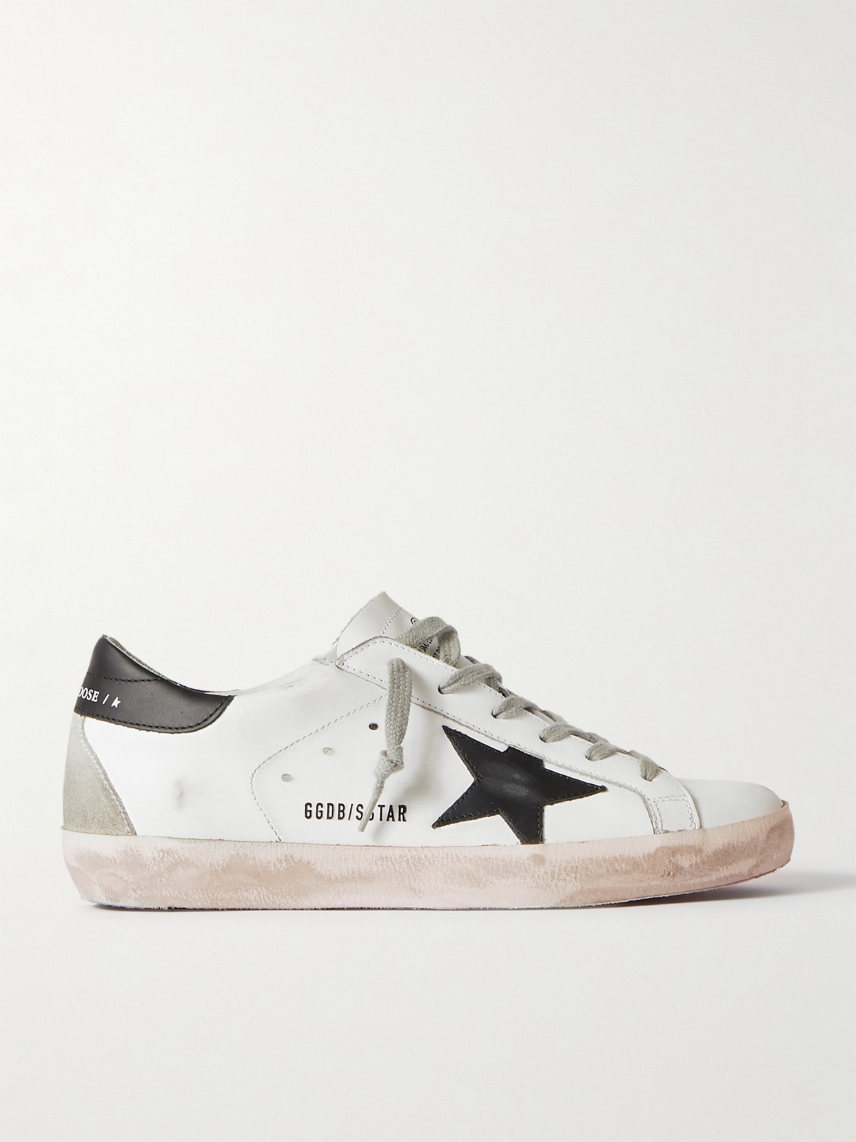 GOLDEN GOOSE SUPERSTAR DISTRESSED LEATHER SNEAKERS 