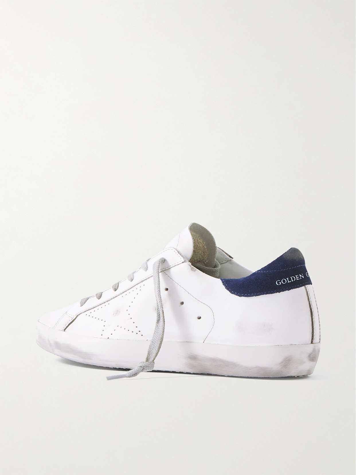 Golden Goose Superstar Glittered Distressed Leather And Suede Sneakers In White
