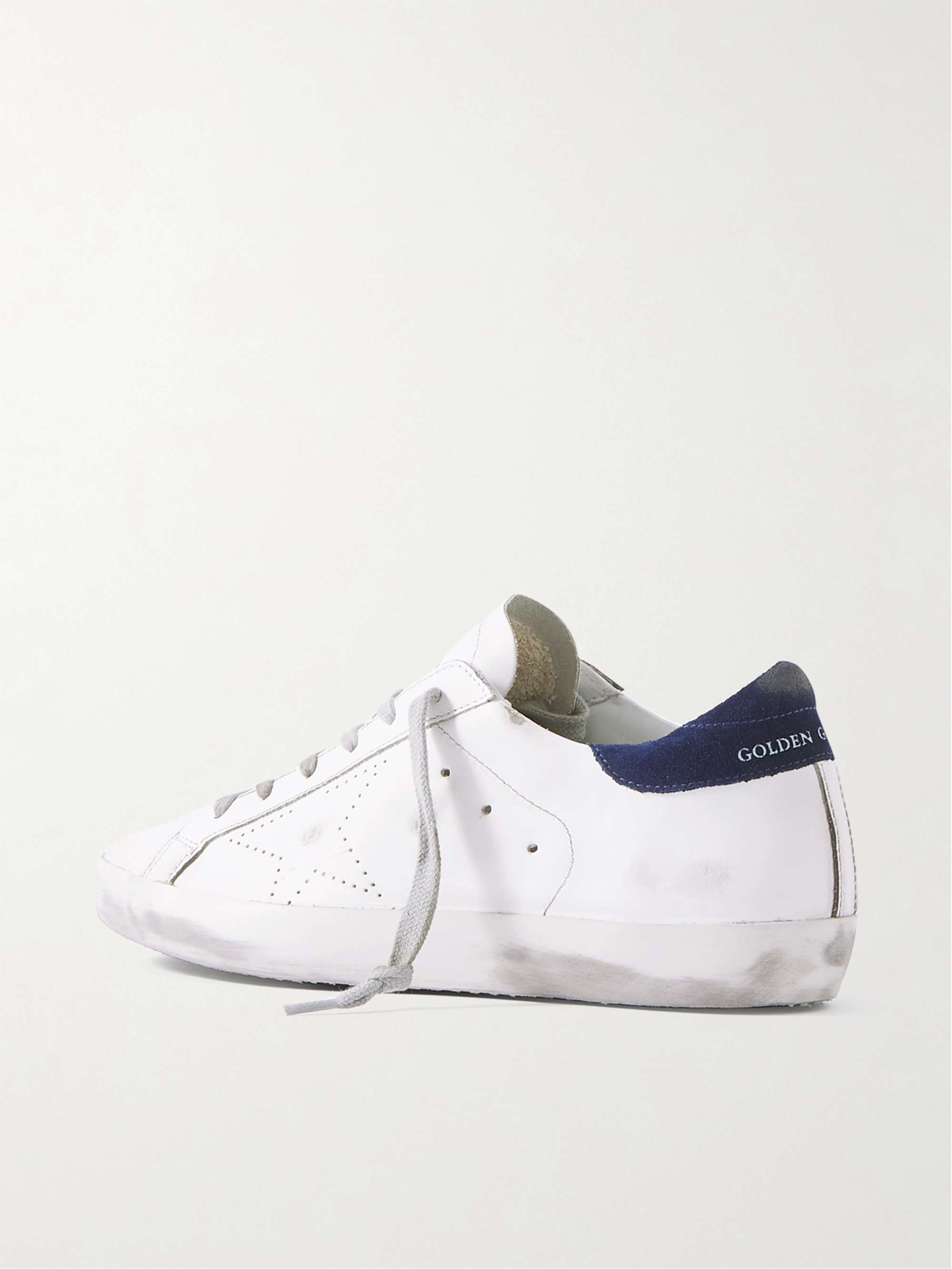 GOLDEN GOOSE Superstar faux pearl-embellished distressed leather sneakers