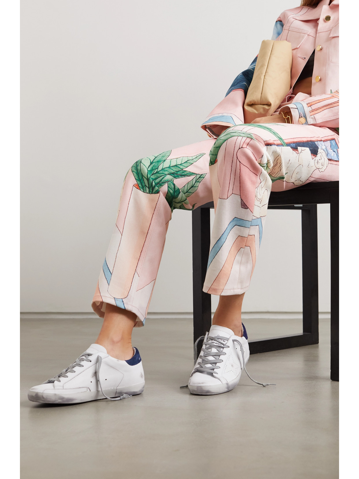 Golden Goose Superstar Glittered Distressed Leather And Suede Sneakers In White