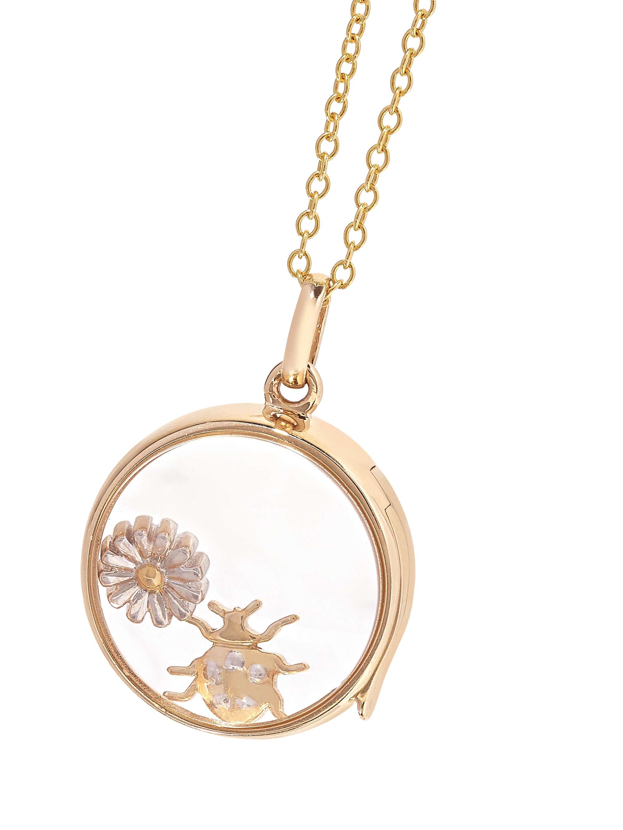 LOQUET 14-karat gold and sapphire crystal locket necklace