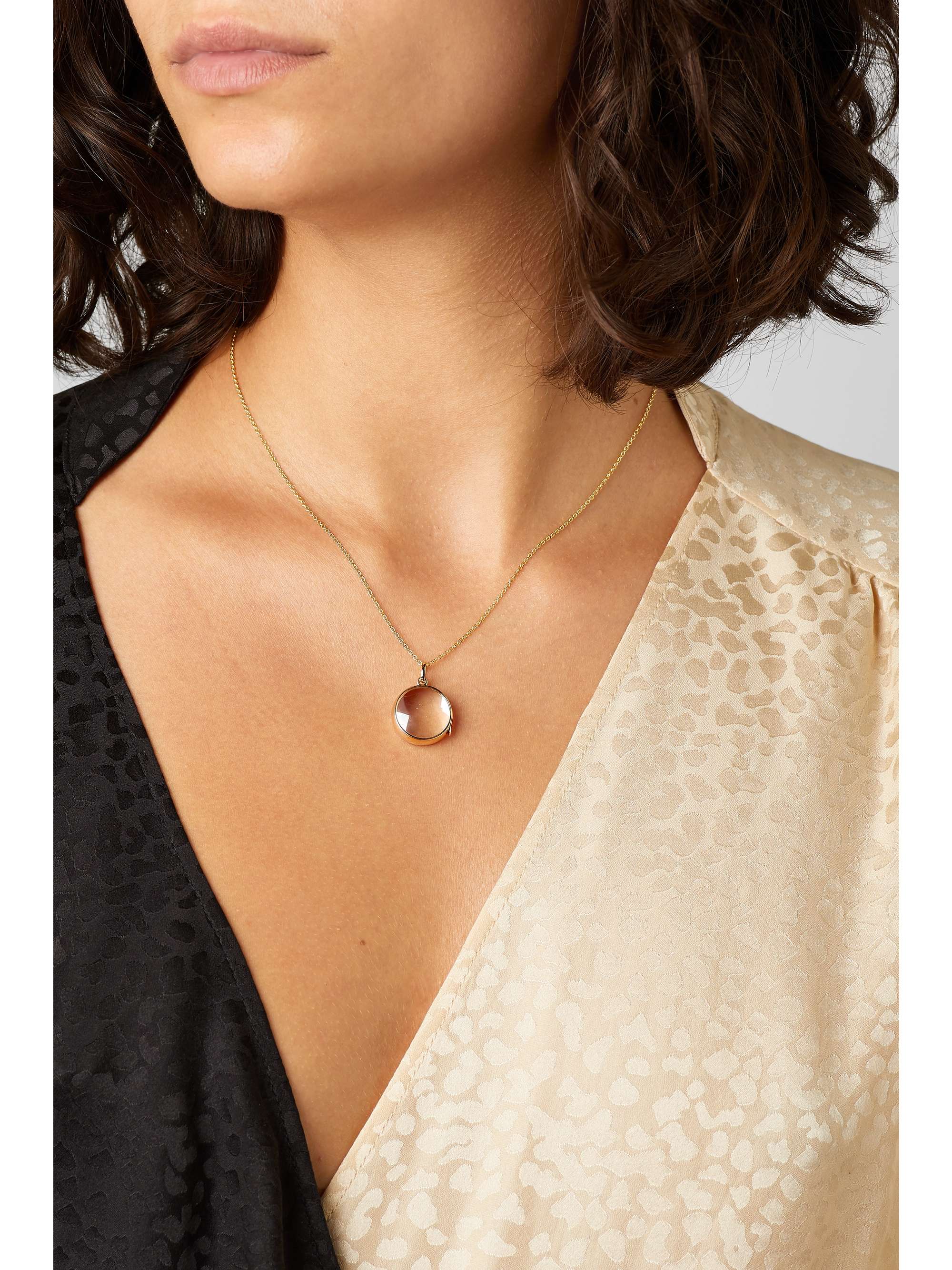 LOQUET 14-karat gold and sapphire crystal locket necklace