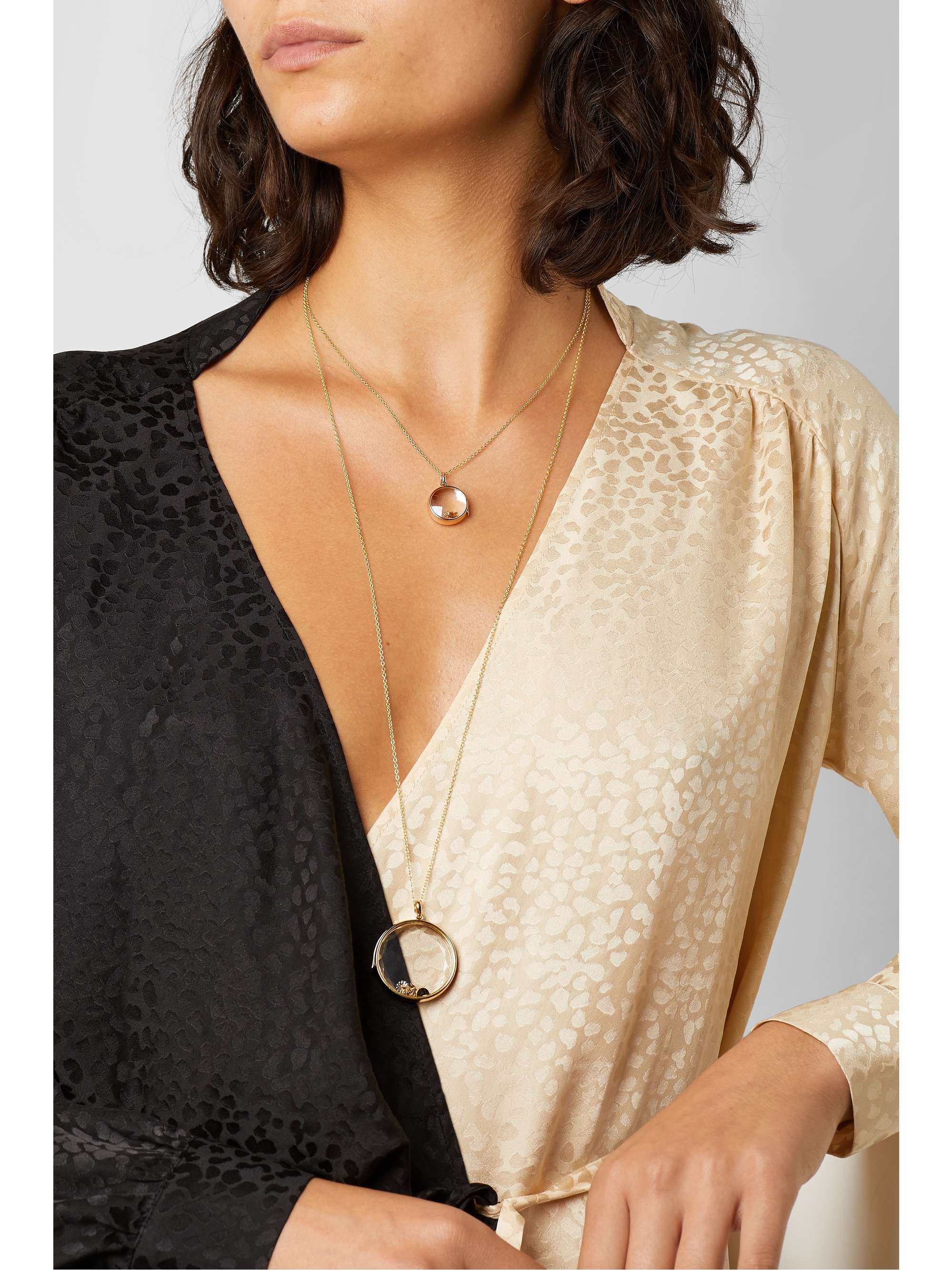 LOQUET 14-karat gold and sapphire crystal locket necklace