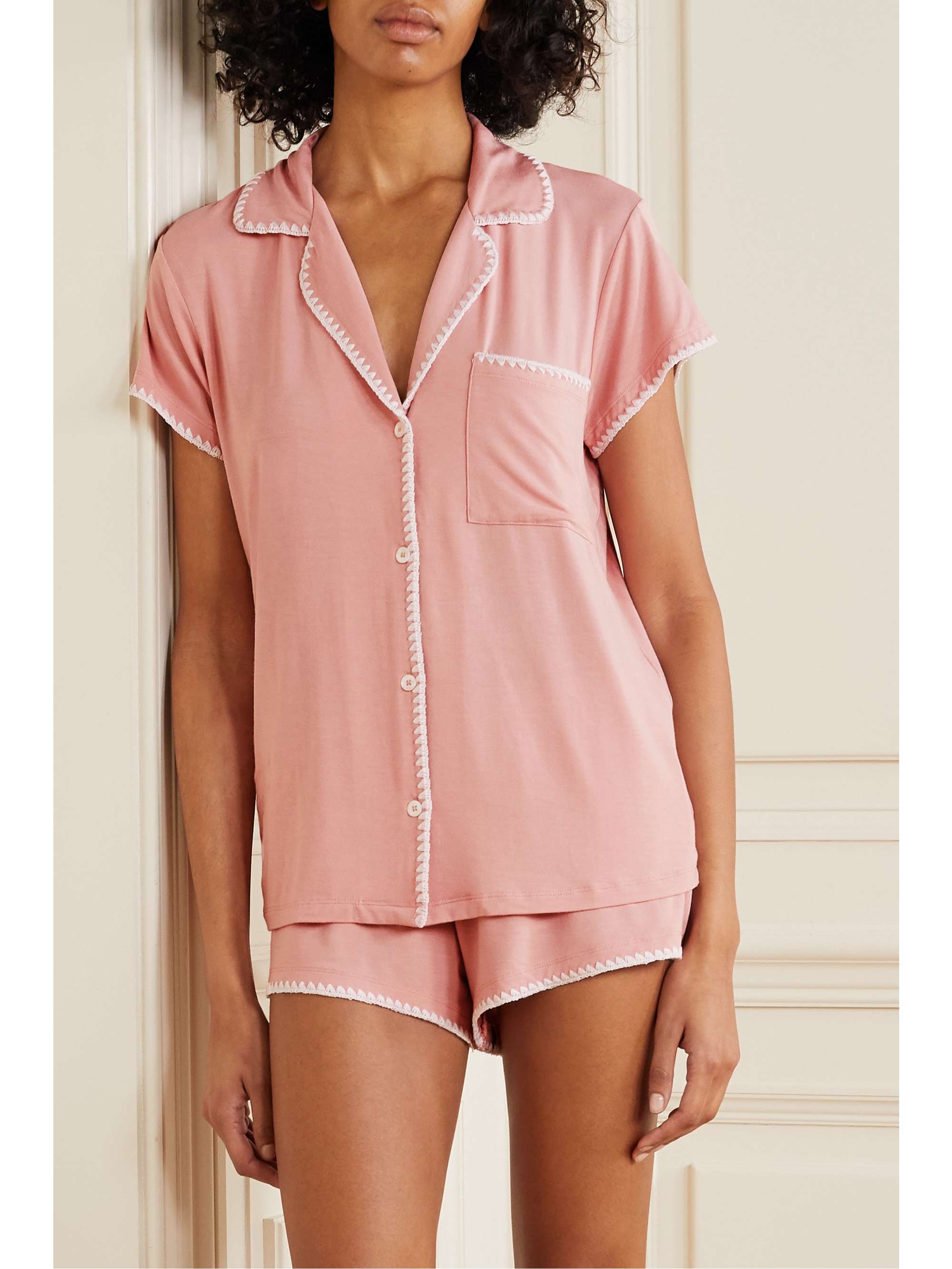 EBERJEY Frida whipstitched stretch-modal jersey pajama set