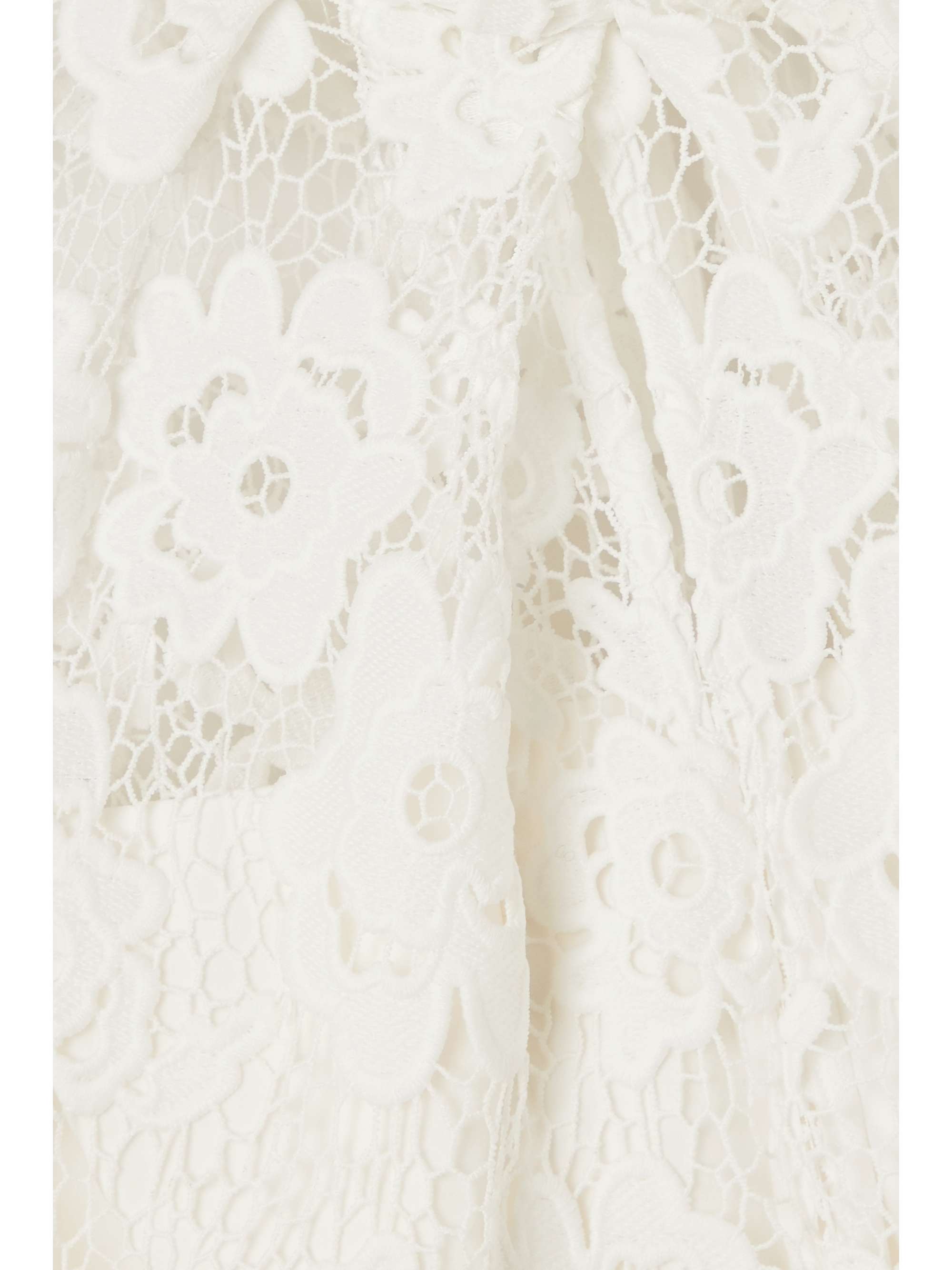 SELF-PORTRAIT Grosgrain-trimmed guipure lace midi dress