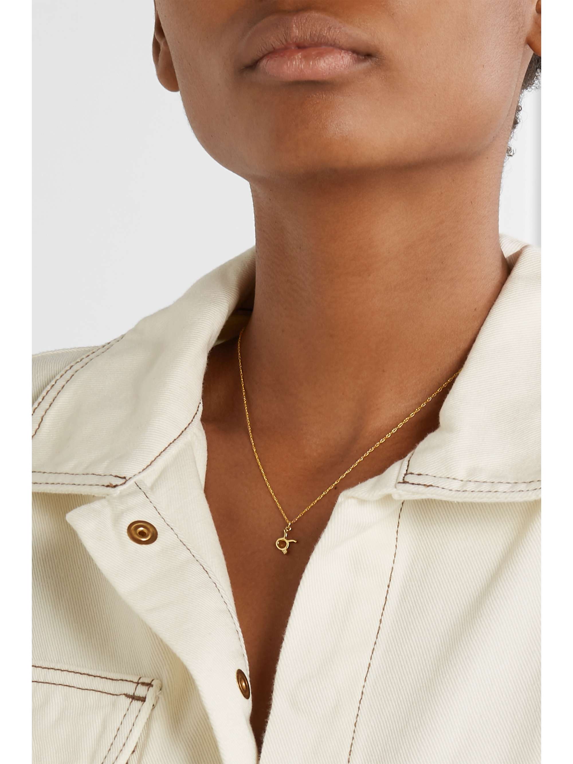 Gold Zodiac 14karat gold diamond necklace STONE AND STRAND NETA