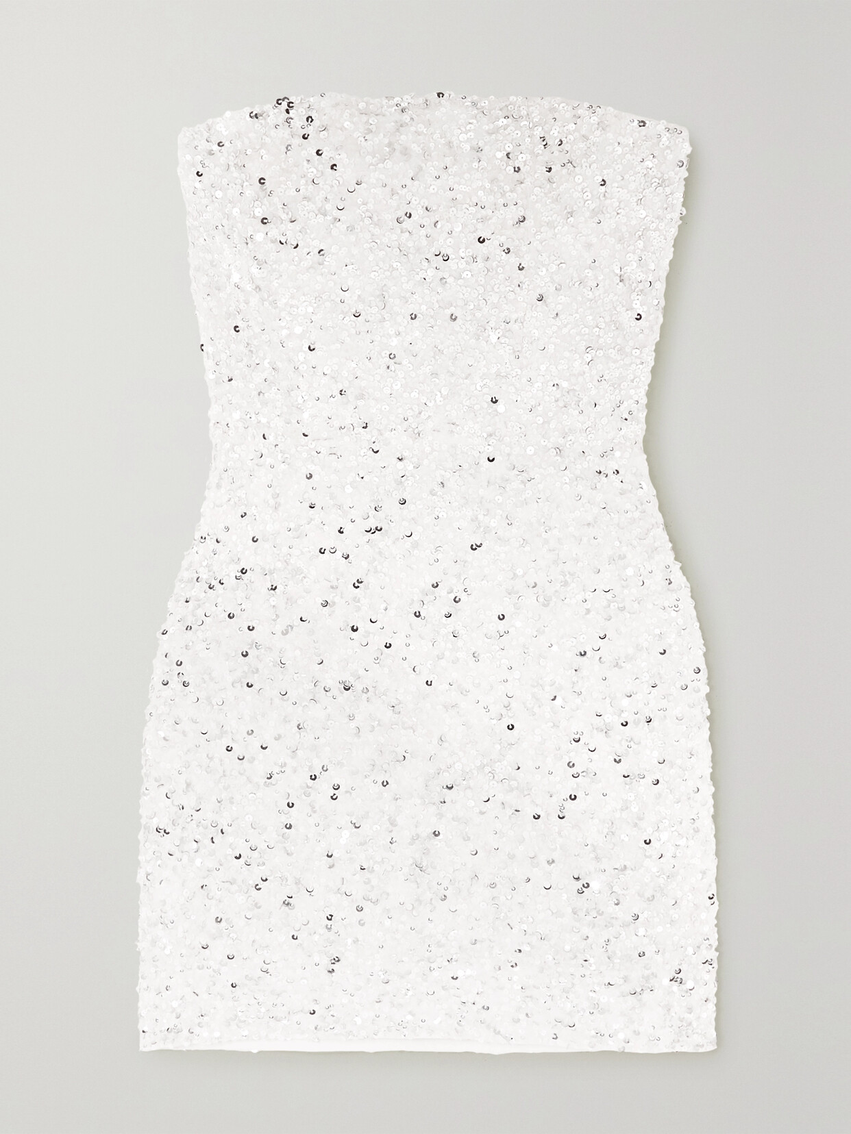 Retroféte Cassandra White Strapless Sequin Mini Dress In White