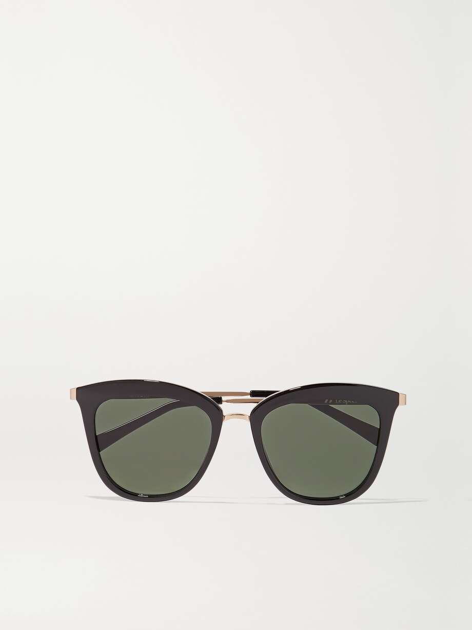Black Caliente cateye acetate and goldtone sunglasses LE SPECS