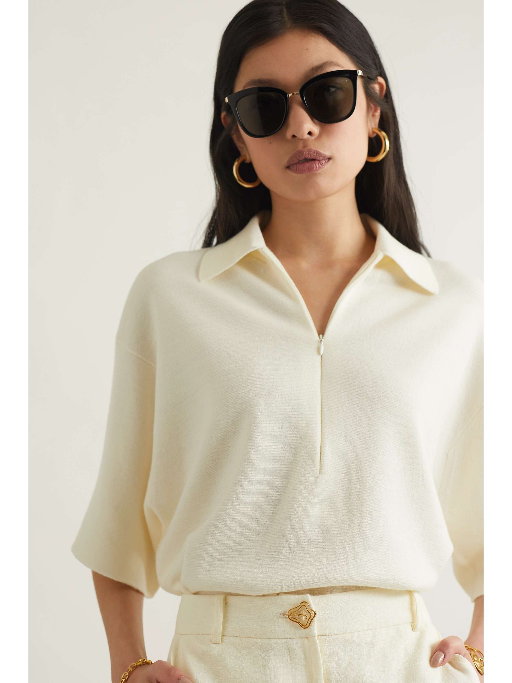 Black Caliente cat-eye acetate and gold-tone sunglasses | LE SPECS |  NET-A-PORTER