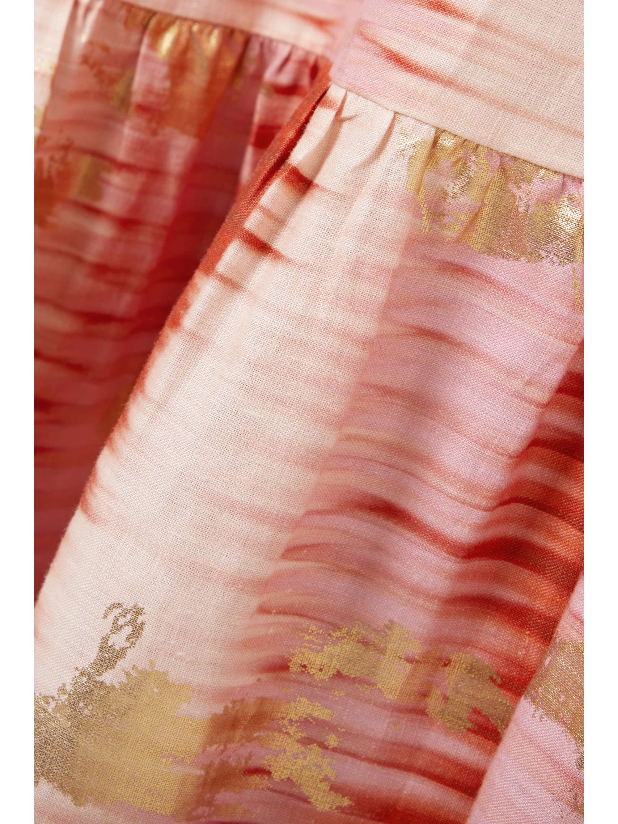 ANNA MASON Belted metallic tie-dyed linen midi dress