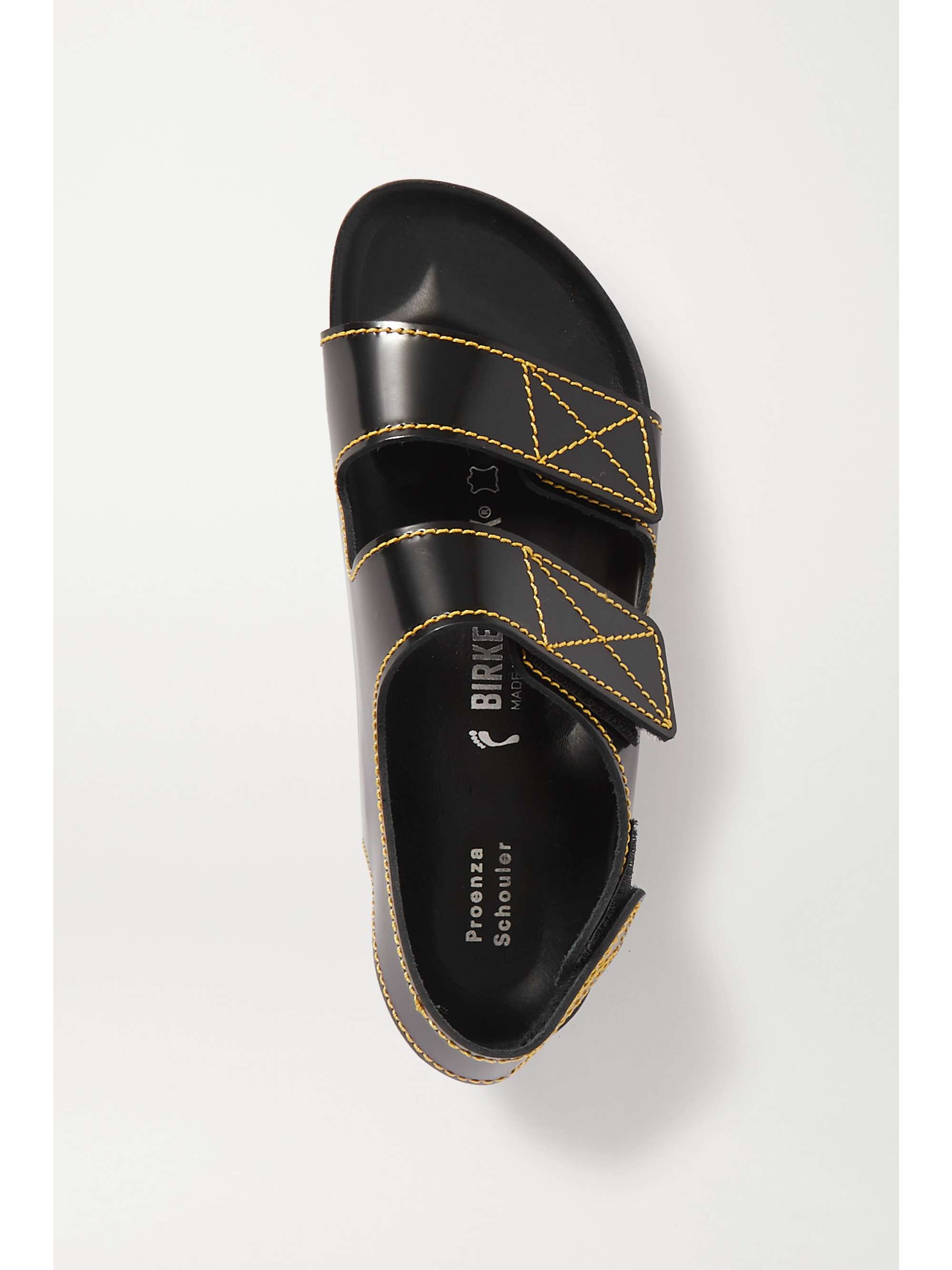 PROENZA SCHOULER + Birkenstock Milano topstitched glossed-leather slingback sandals