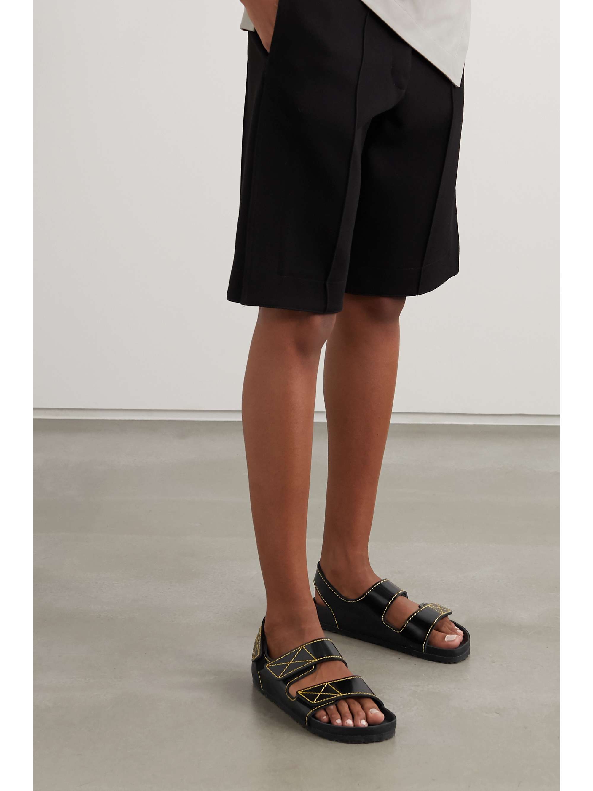 PROENZA SCHOULER + Birkenstock Milano topstitched glossed-leather slingback sandals