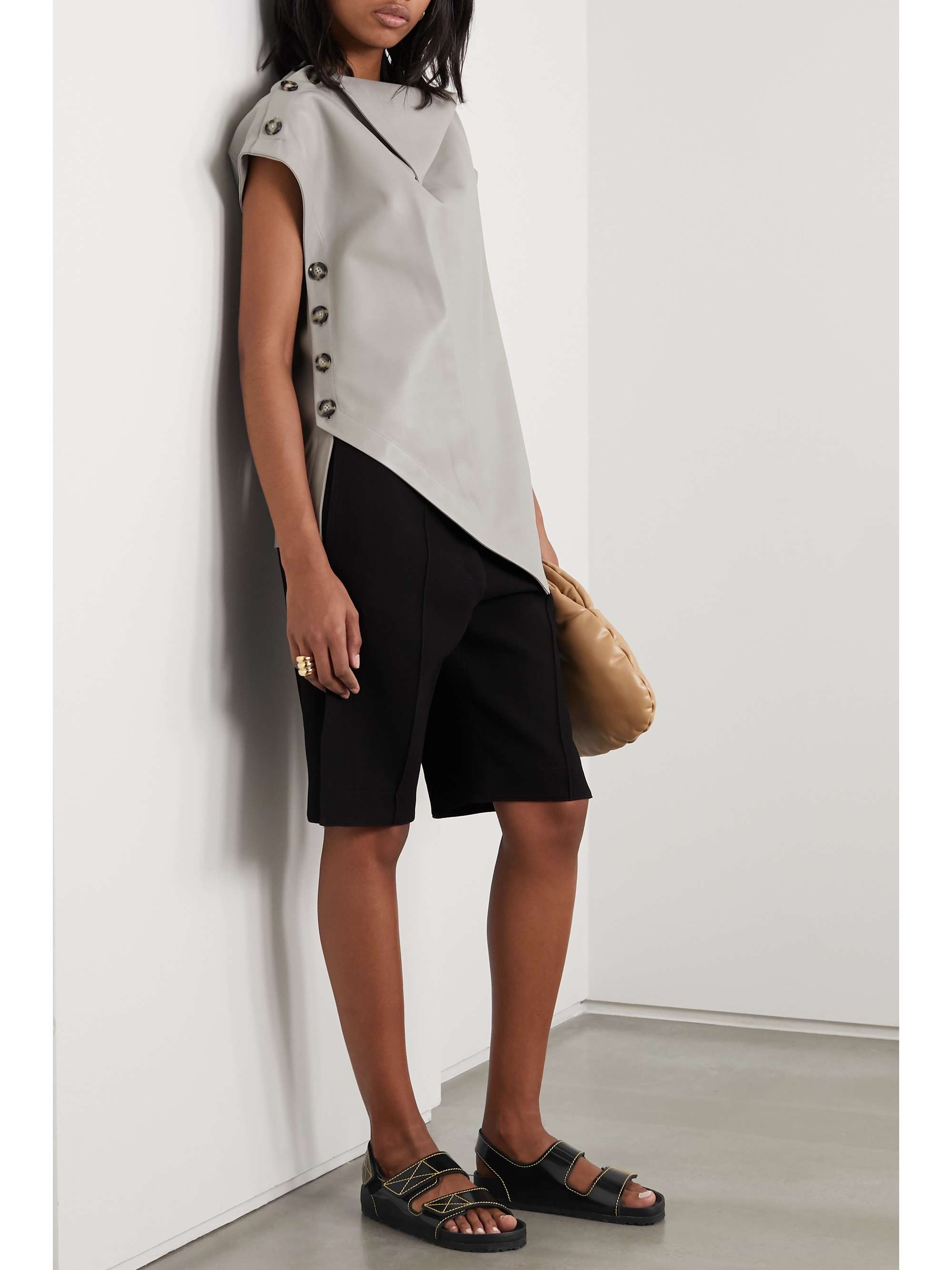 PROENZA SCHOULER + Birkenstock Milano topstitched glossed-leather slingback sandals