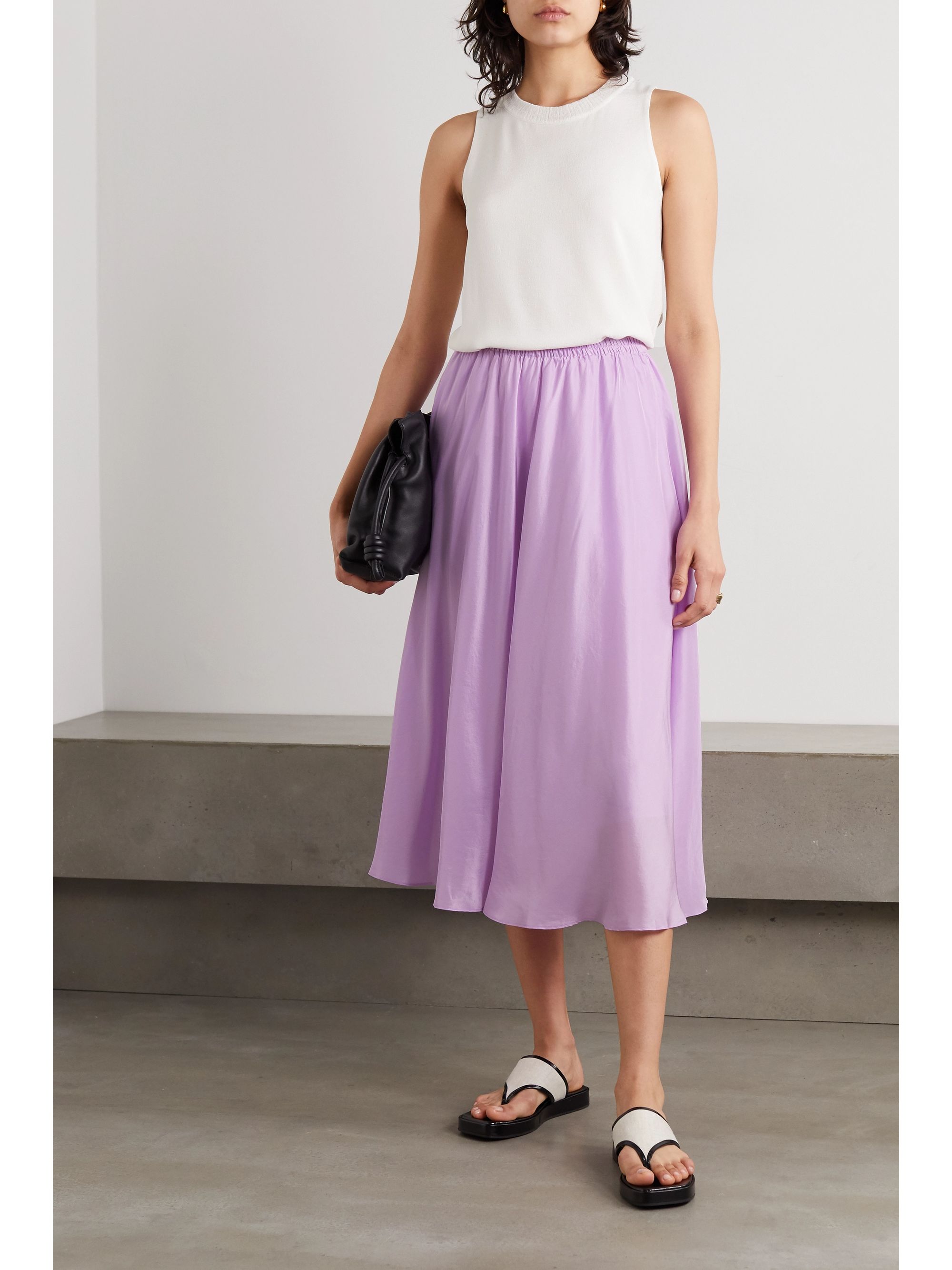 lilac midi skirt