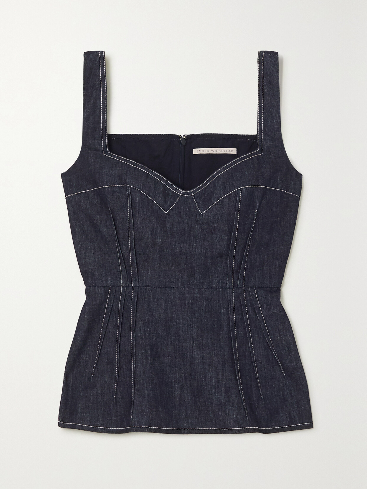 Emilia Wickstead Apple Denim Bustier Top - Blue