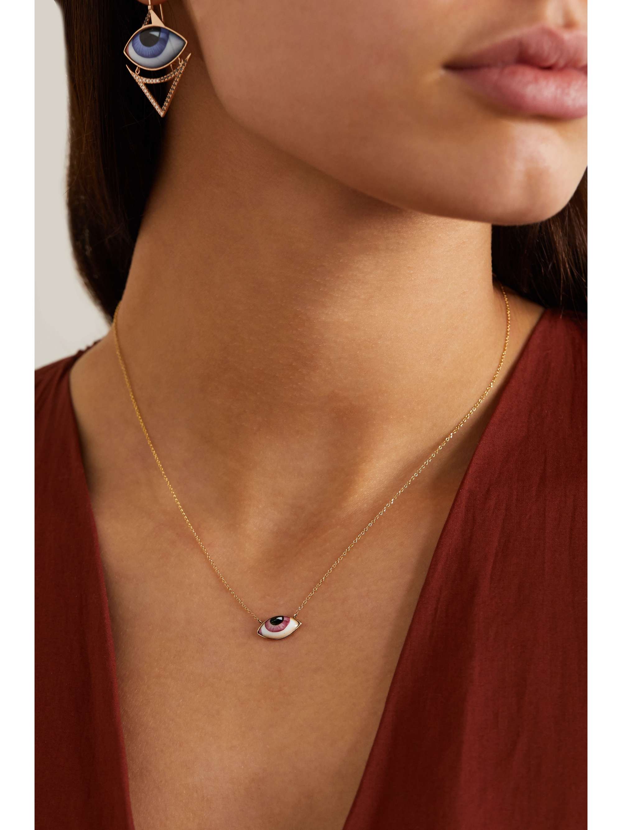 LITO + Racil Tu Es Partout 14-karat gold and enamel necklace