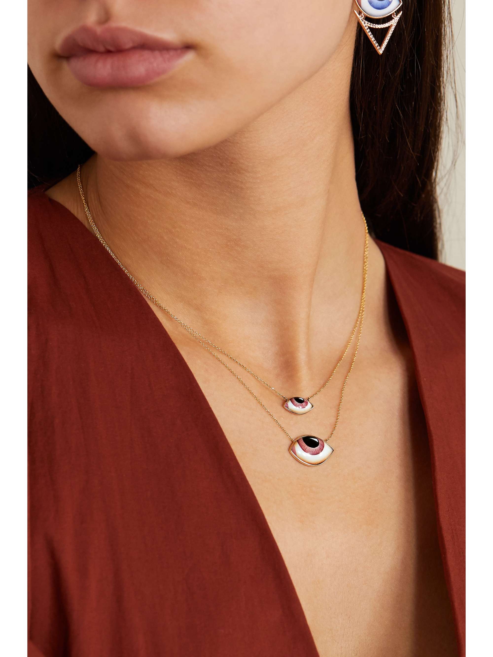 LITO + Racil Tu Es Partout 14-karat gold and enamel necklace