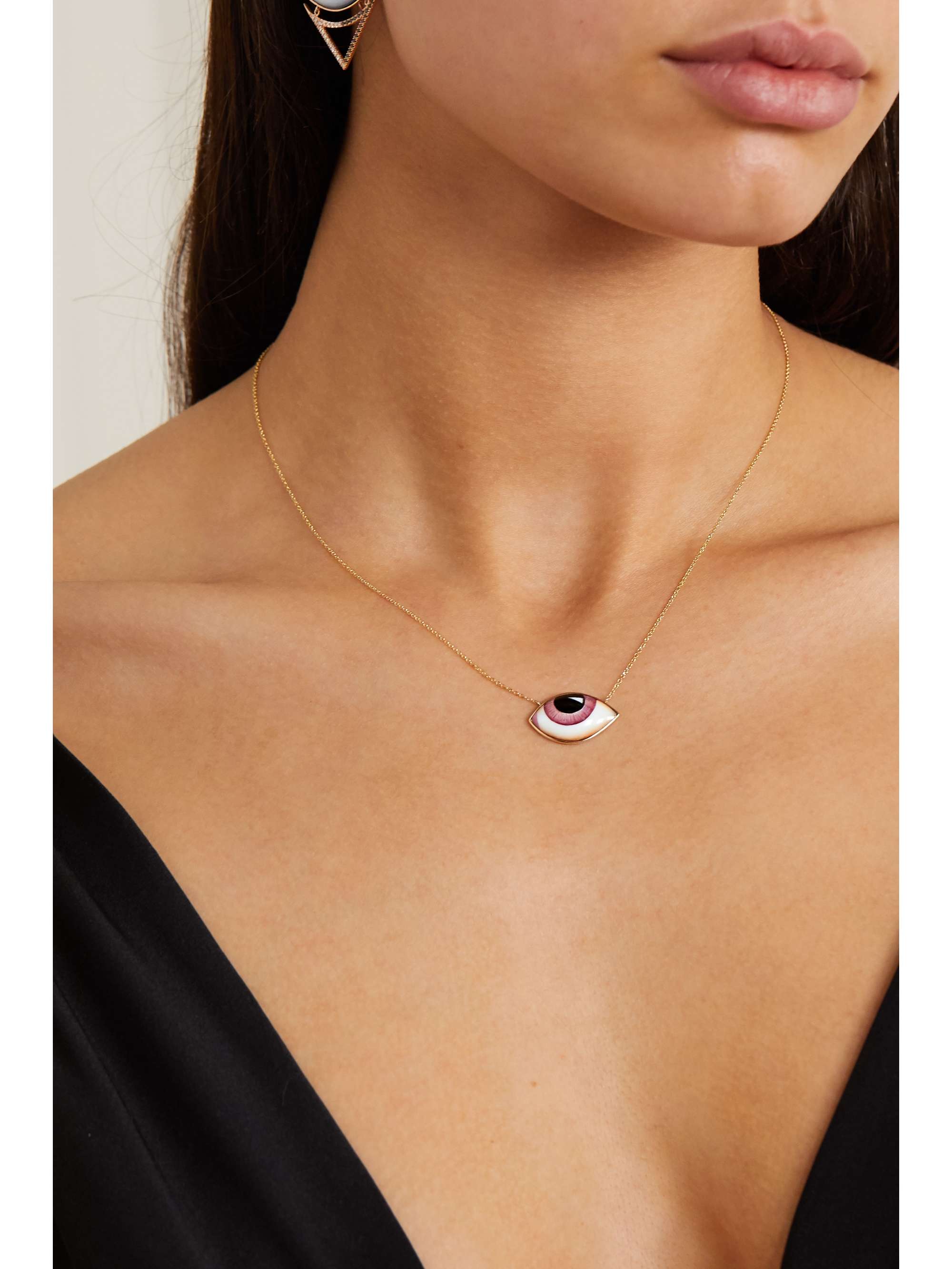LITO + Racil Tu Es Partout 14-karat gold and enamel necklace