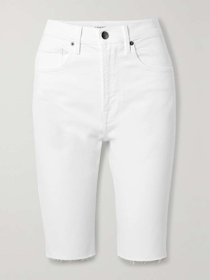 Frame Le Vintage Bermuda Frayed Denim Shorts