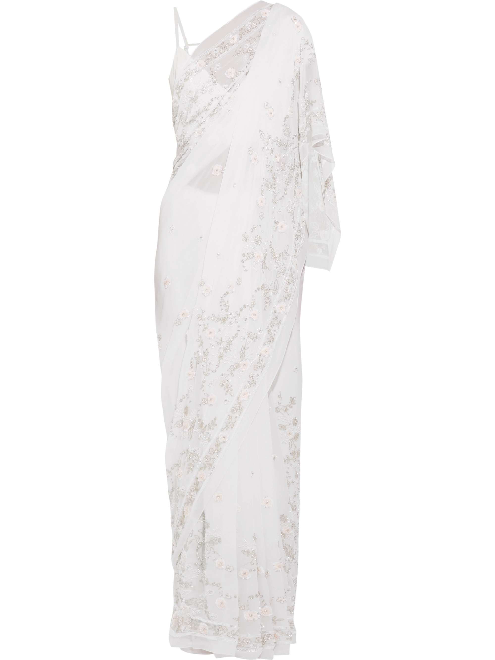 NEEDLE & THREAD Astral embellished silk-chiffon saree