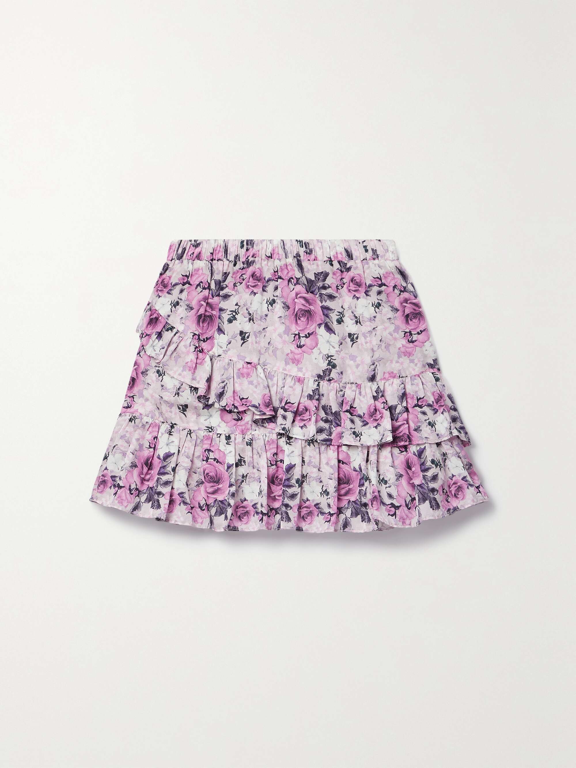 LOVESHACKFANCY Emma tiered floral-print cotton and silk-blend satin ...