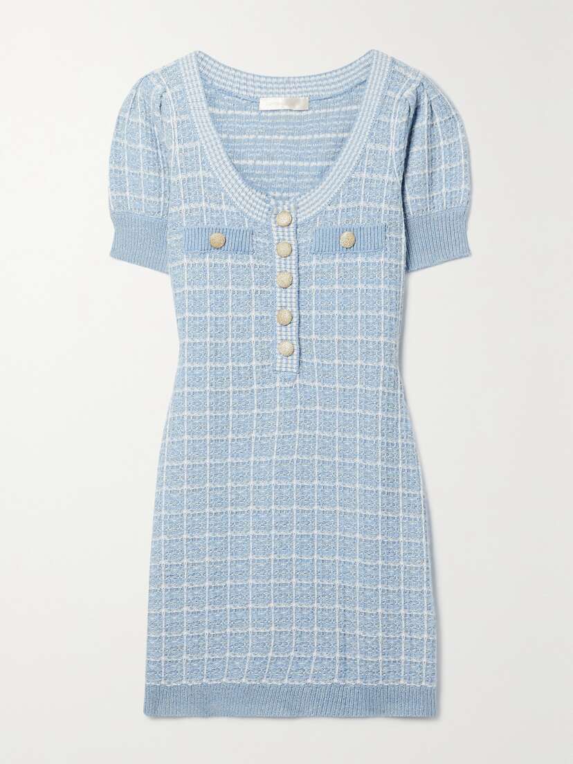 LoveShackFancy Sailor Checked Tweed Mini Dress -  - x large