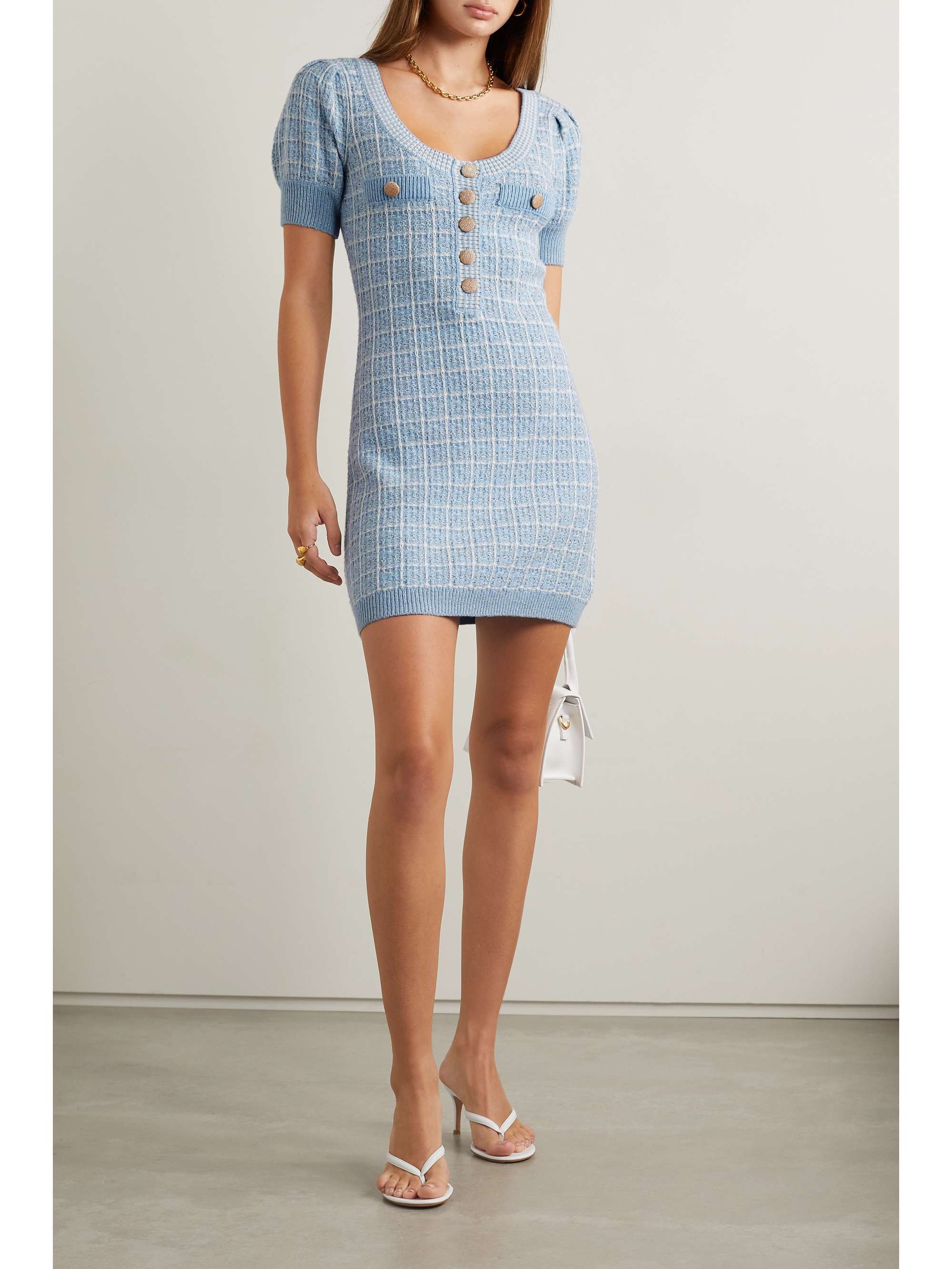 Sailor checked tweed mini dress