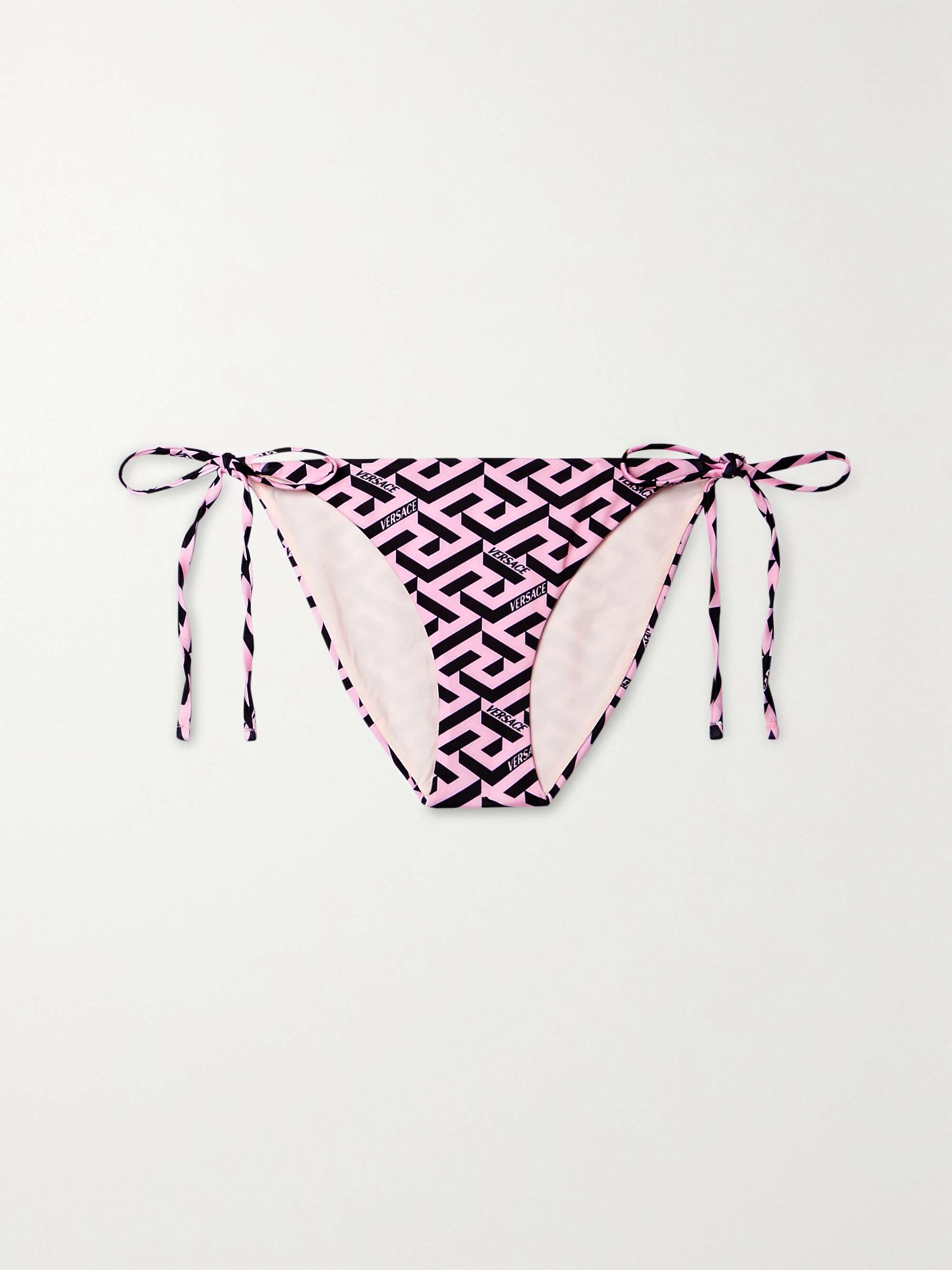 VERSACE Monogram Triangle Bikini Top in Candy & Black