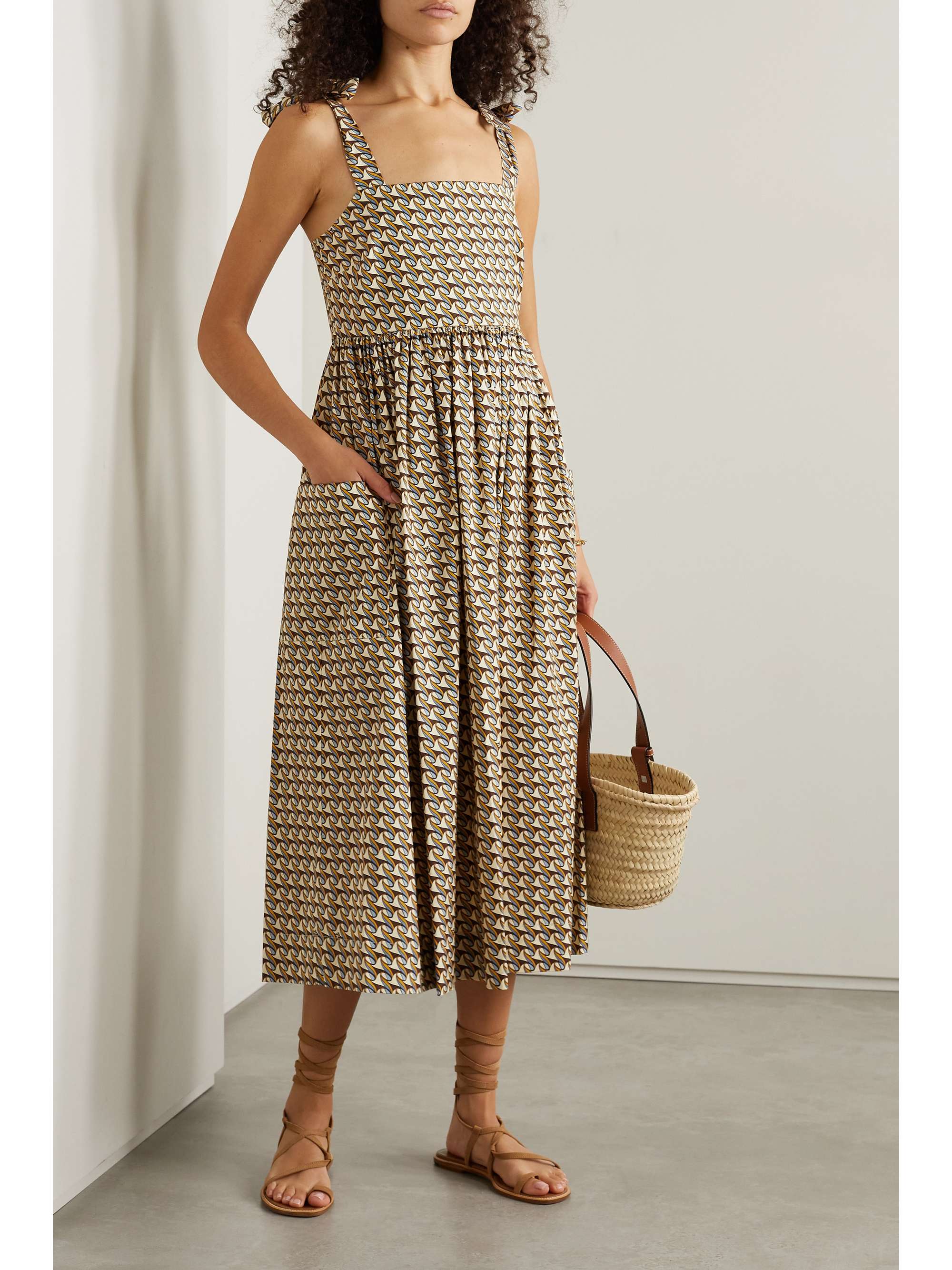 TORY BURCH Printed cotton-blend poplin midi dress | NET-A-PORTER