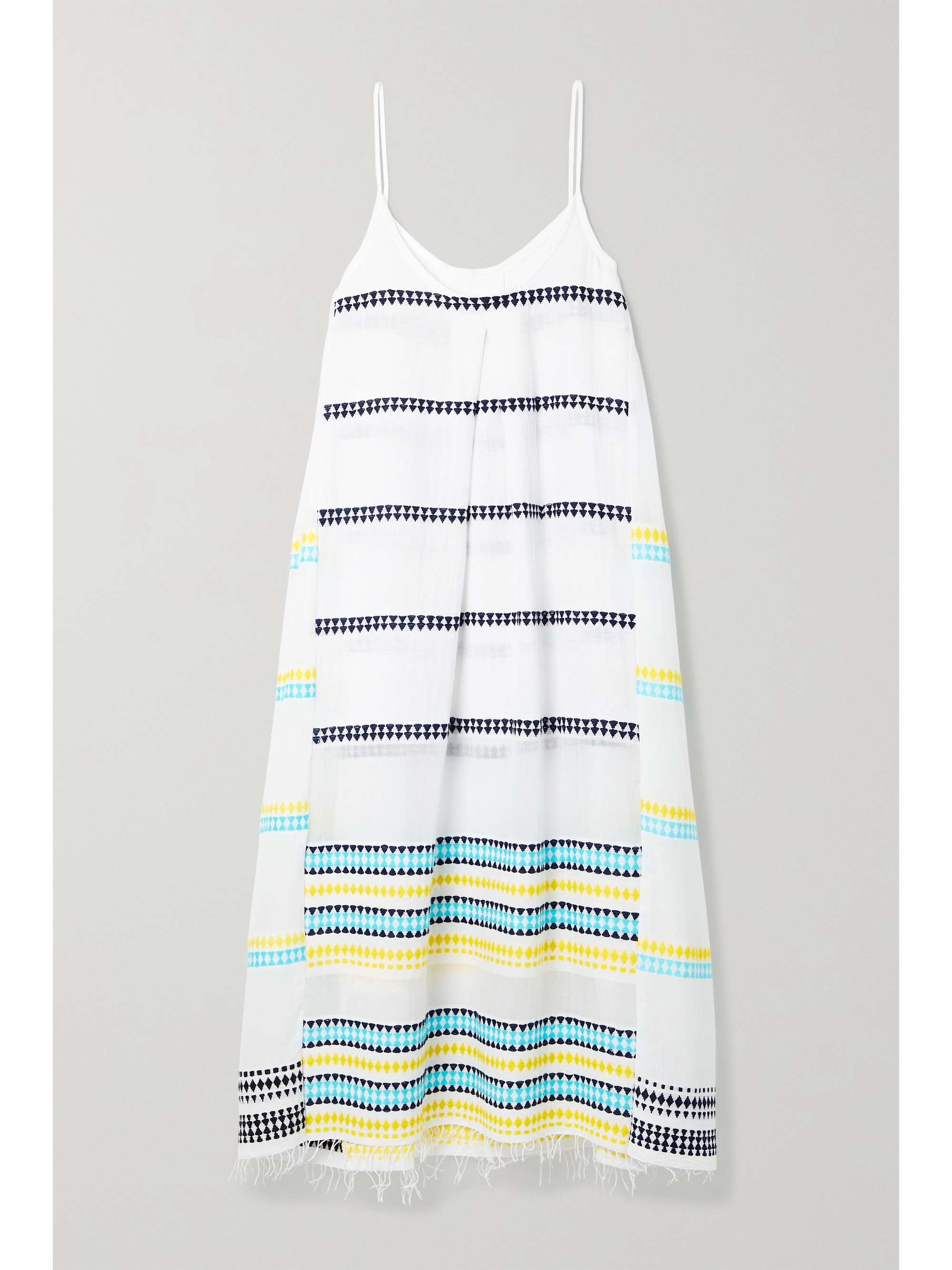 striped embroidered dress