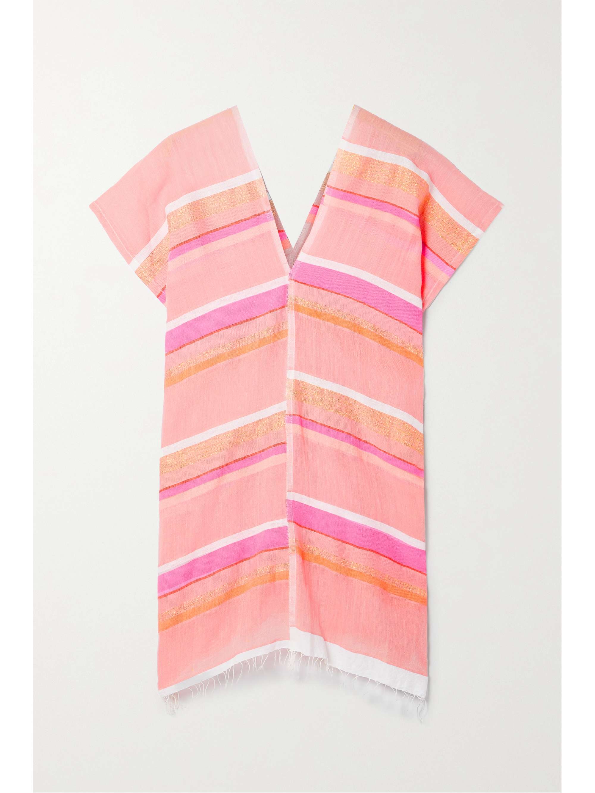 Pink Jikirti fringed striped cotton 