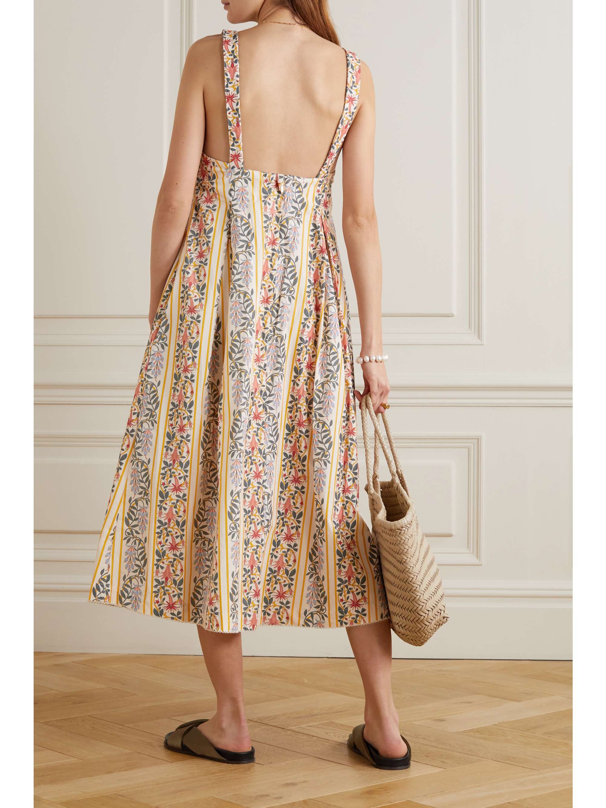 AGUA BY AGUA BENDITA Hortensia printed cotton-poplin midi dress |  NET-A-PORTER