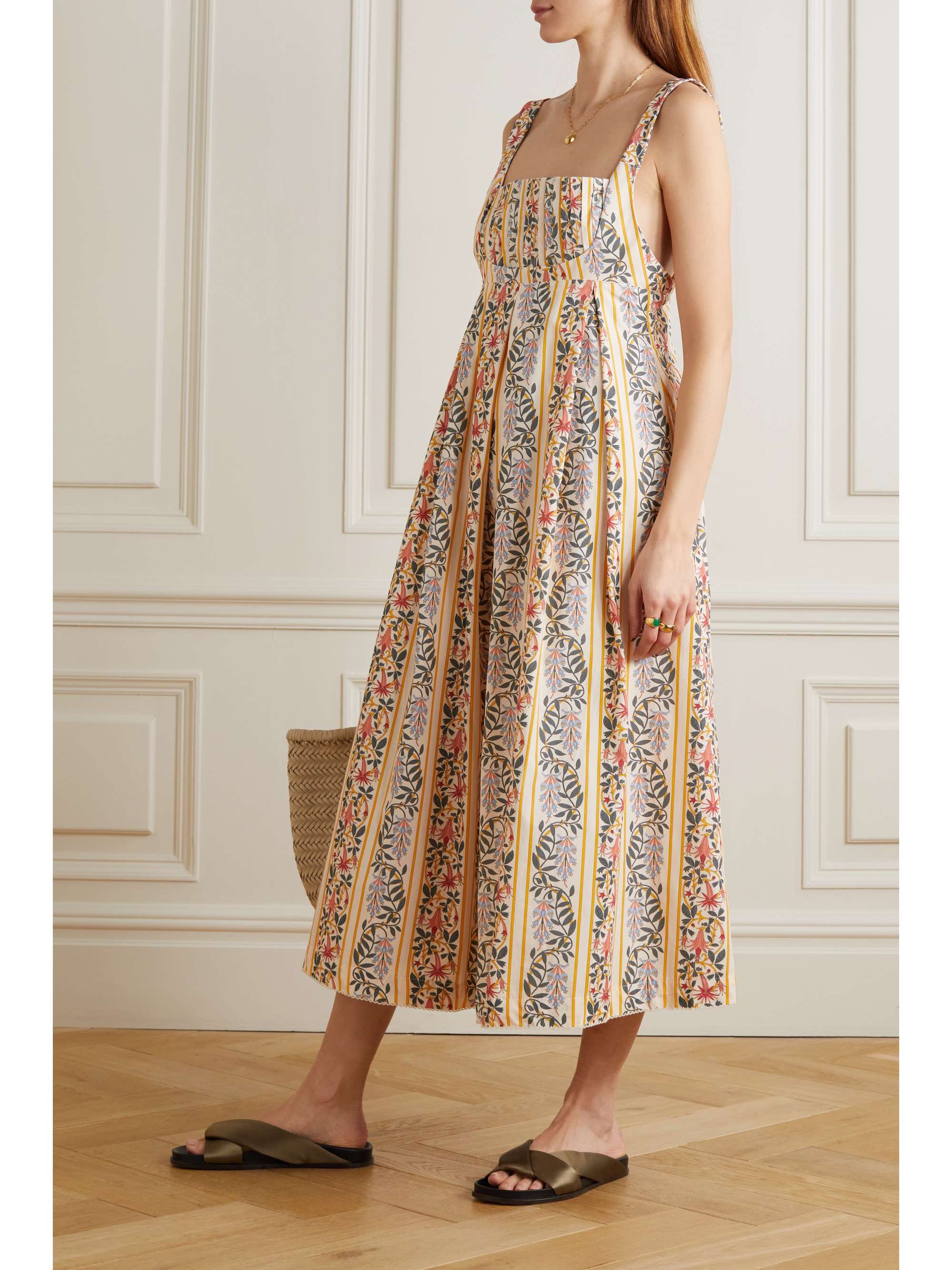 AGUA BY AGUA BENDITA Hortensia printed cotton-poplin midi dress |  NET-A-PORTER