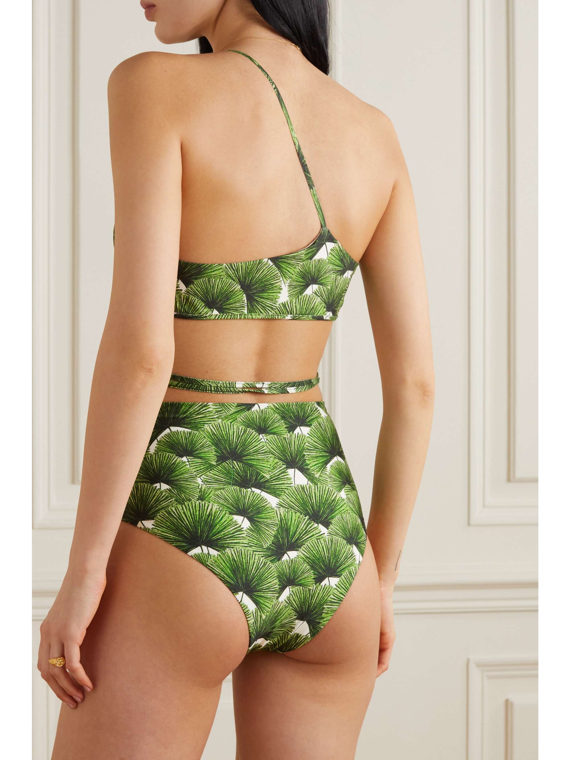 AGUA BY AGUA BENDITA Azucena one-shoulder printed recycled bikini top