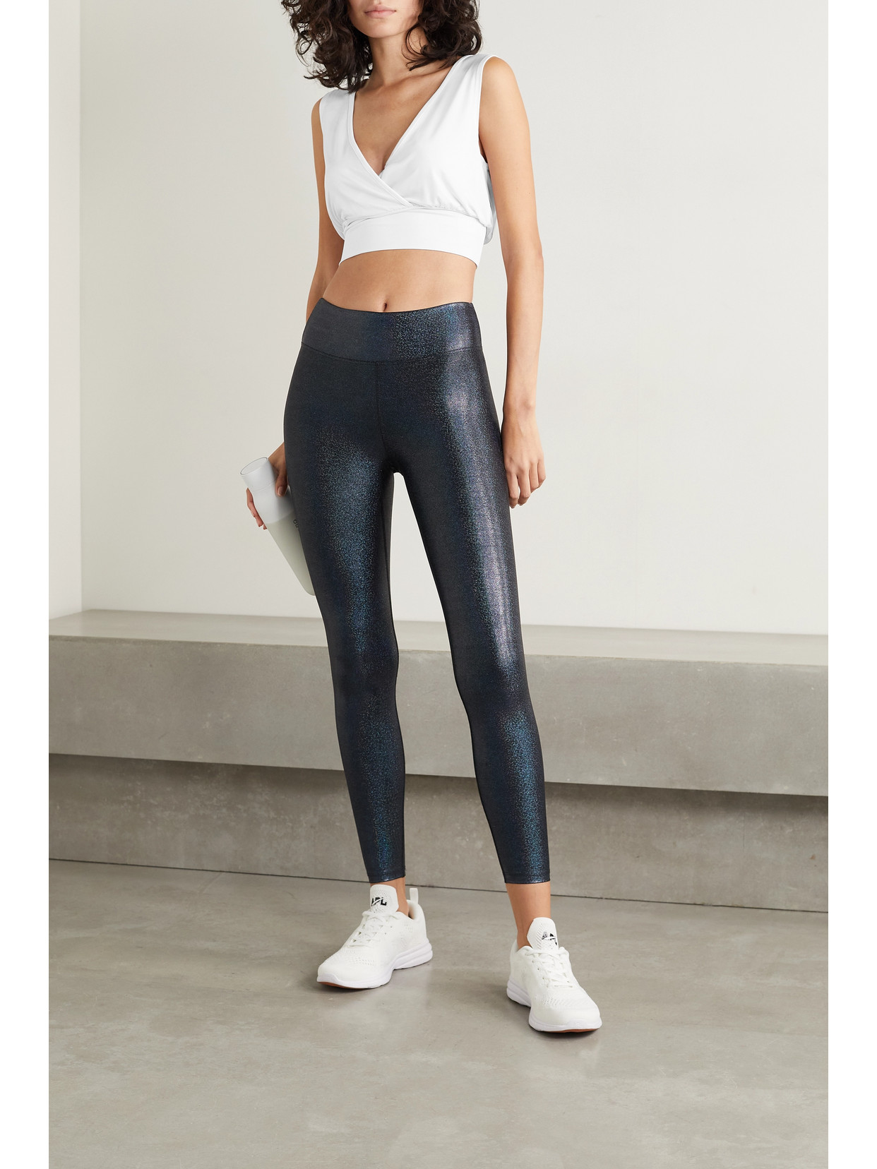 Heroine Sport Cropped Stretch-jersey Top In White