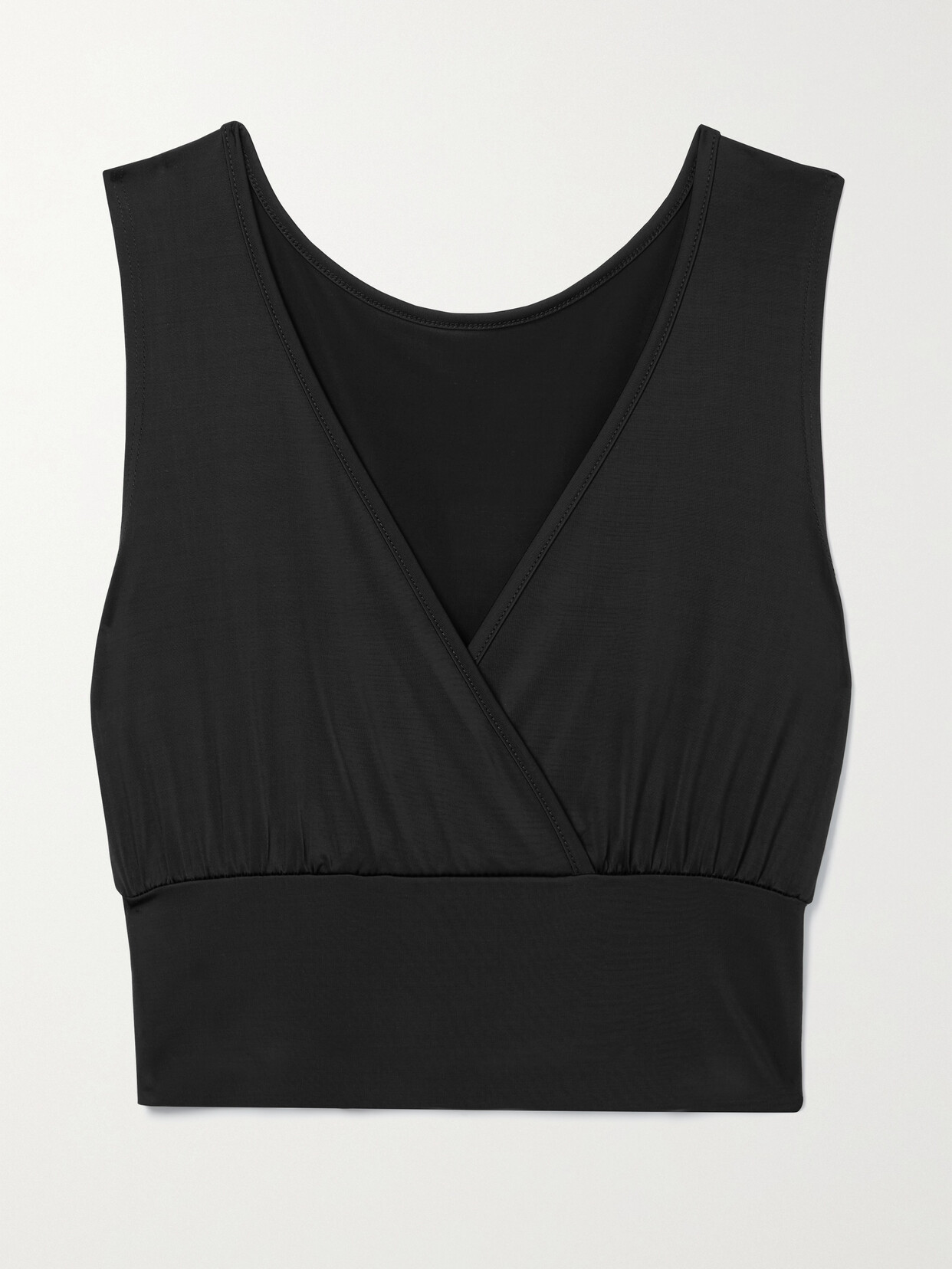 Heroine Sport Cropped Stretch-jersey Top In Black