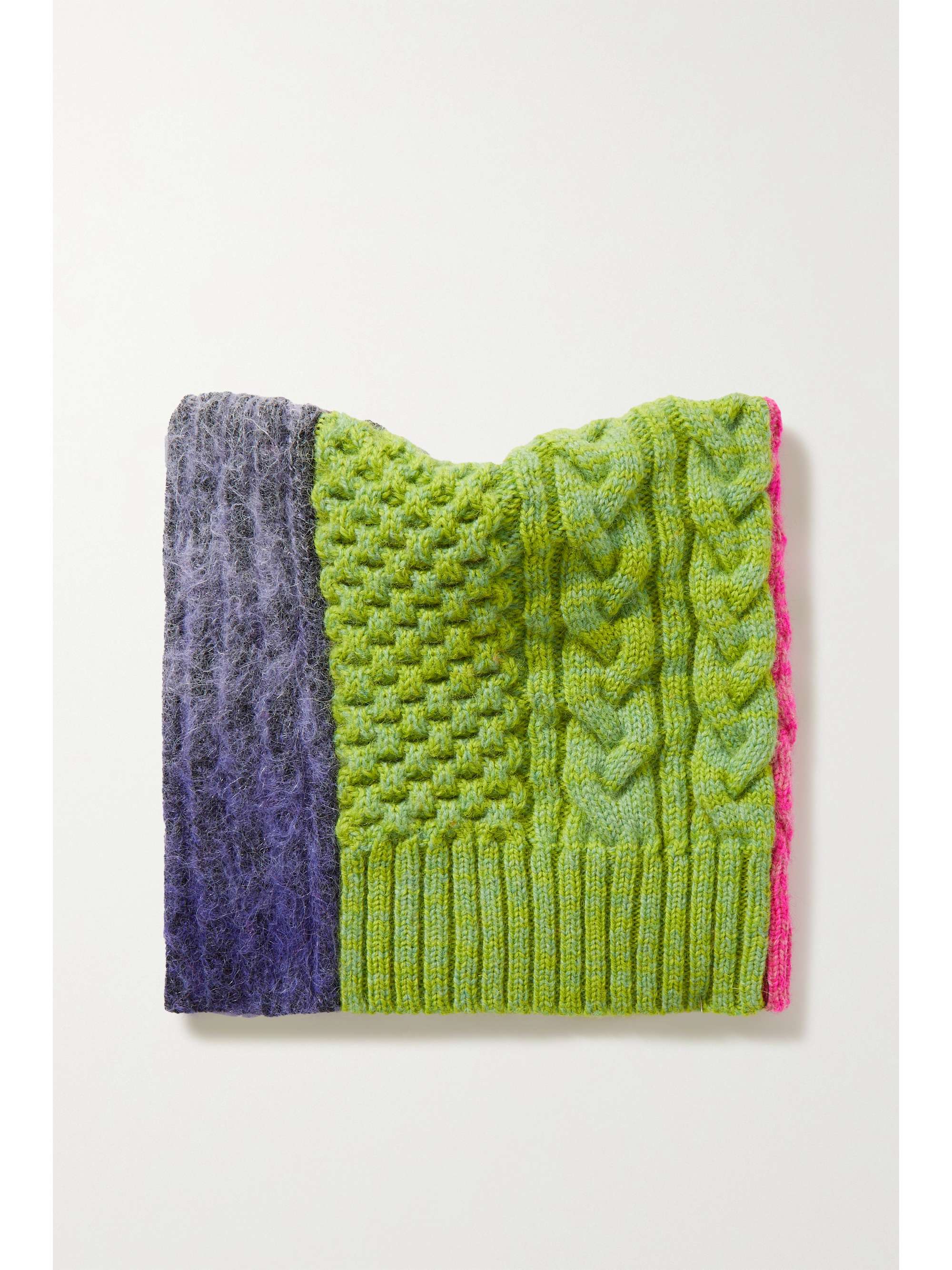 AGR Color-block brushed wool-blend beanie