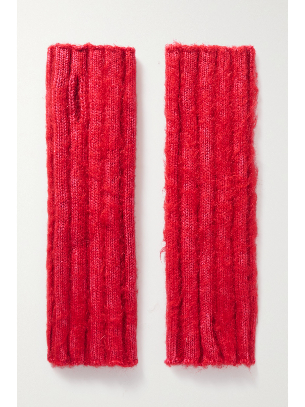 AGR - Brushed Ribbed Cotton-blend Fingerless Gloves - Pink