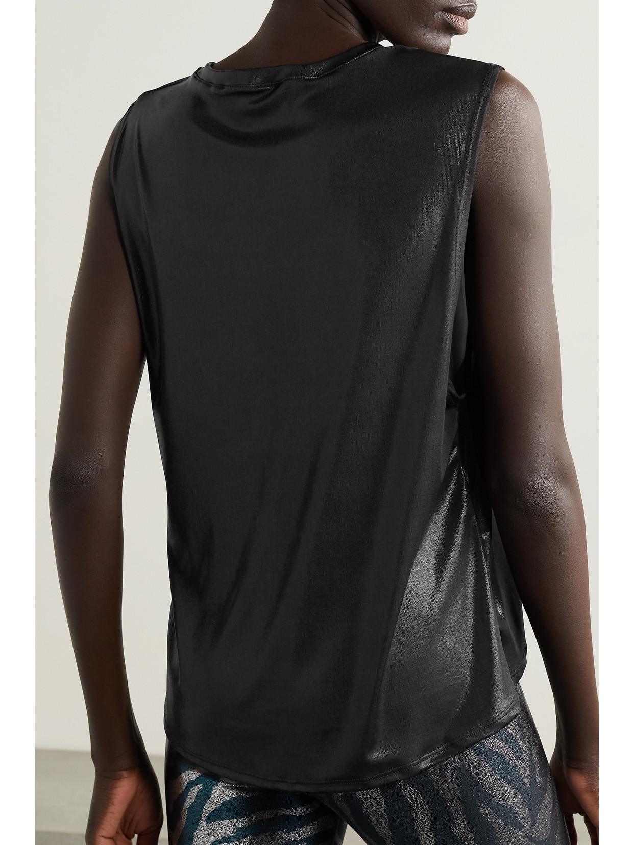 Heroine Sport Mercury Metallic Stretch Tank In Black