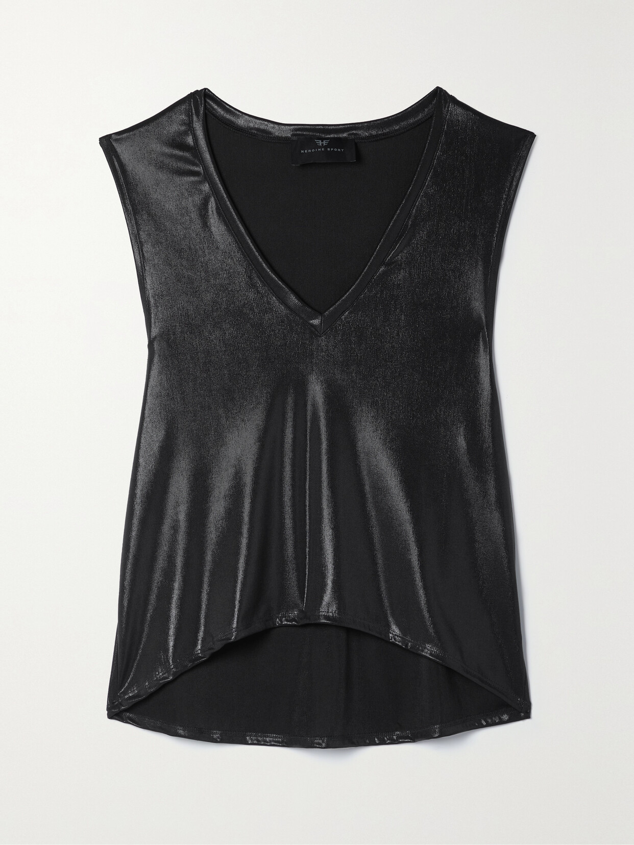 Heroine Sport Mercury Metallic Stretch Tank In Black